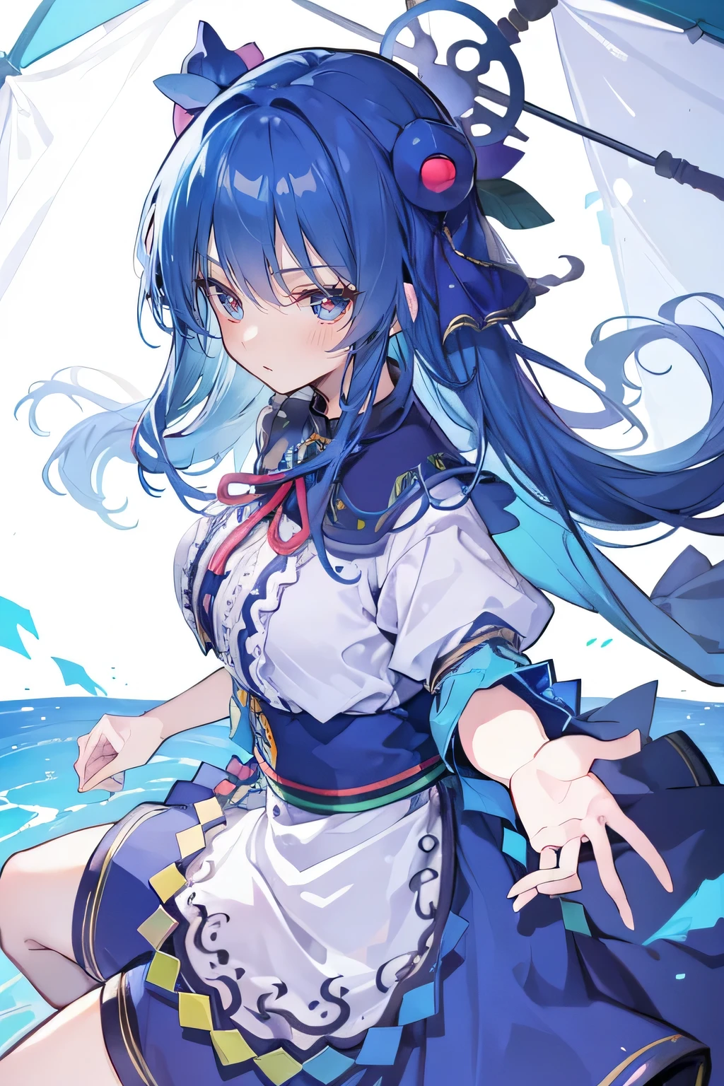 (masterpiece),best quality, expressive eyes, perfect face, 1girl,
bungalow , Put your hands on your waist,Fair, Gorgeous,japanese manga,girl,Laura,young angel, blue hair, blue haired,tent , tent chest, tent breast, floating clothes,grab your waist, grab your waist
