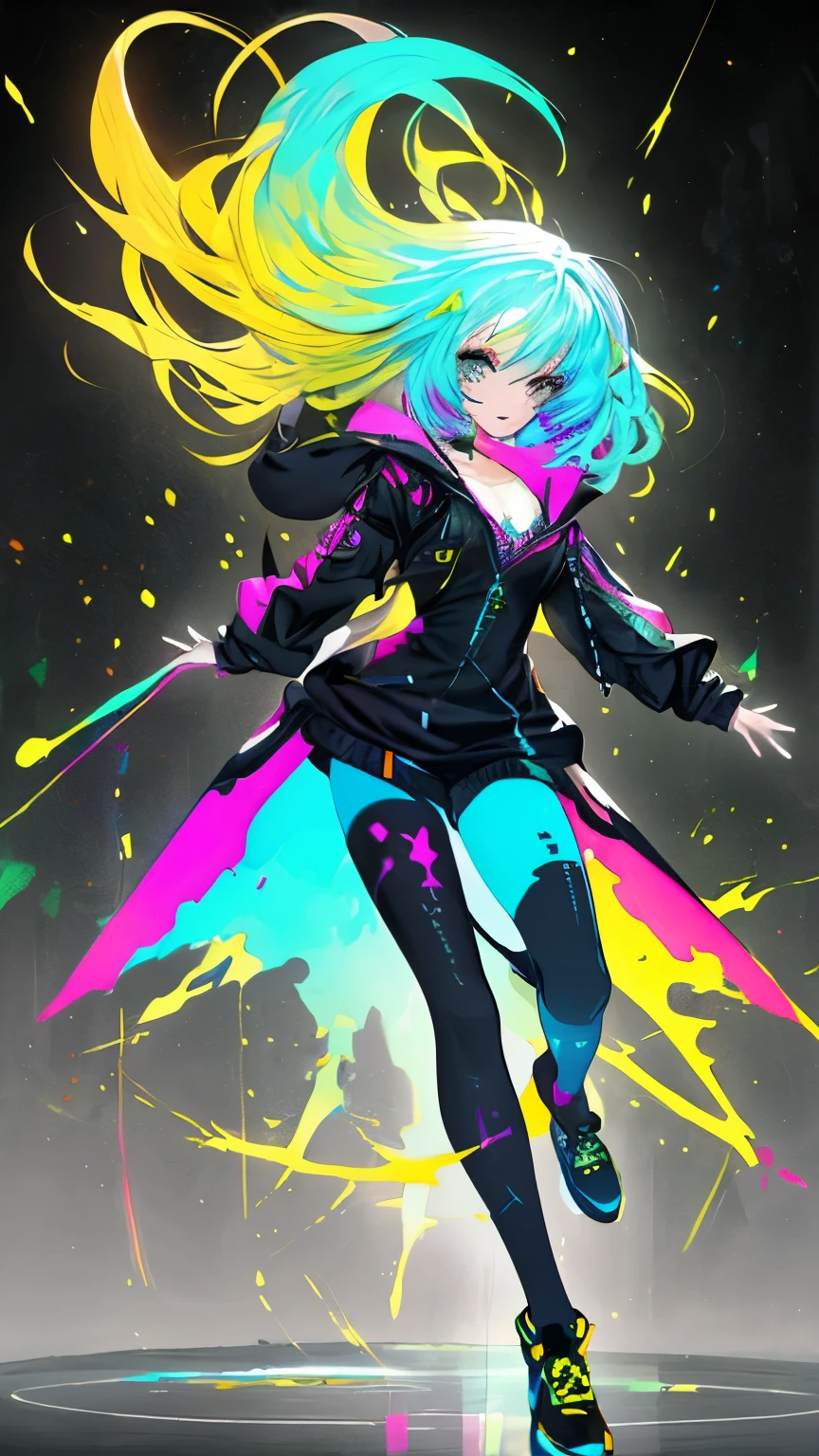 (masterpiece, ultra high resolution, highest quality:1.1), 1 girl, colorful hair,pastel colour,whole body,dynamic pose