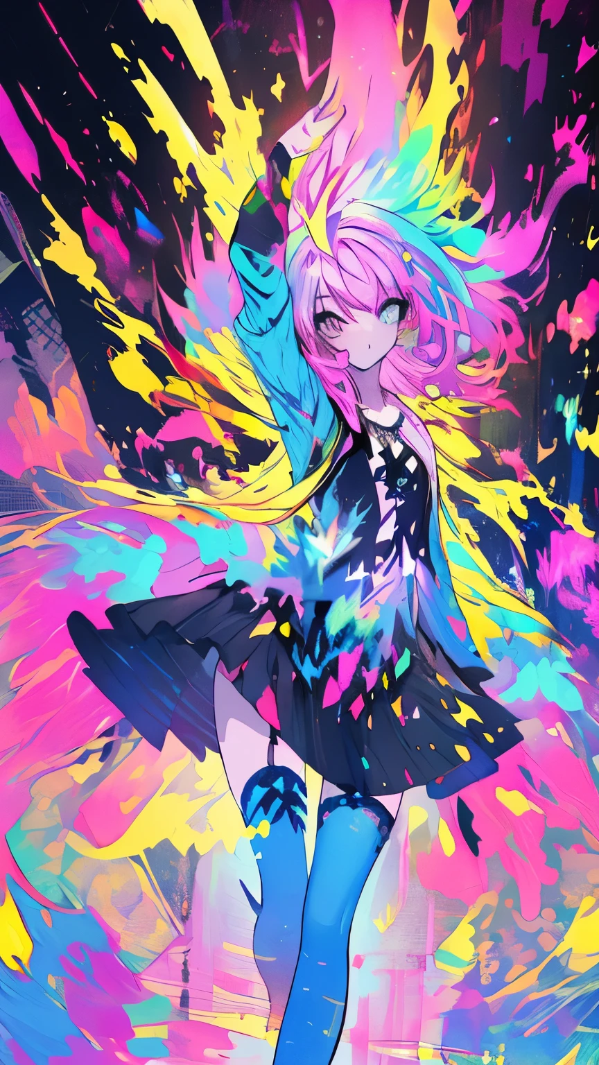 (masterpiece, ultra high resolution, highest quality:1.1), 1 girl, colorful hair,pastel colour,whole body,dynamic pose