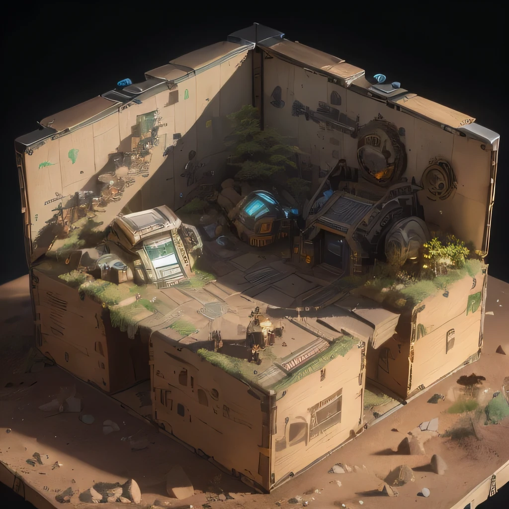 6598年Mars realistic model, (bifurcation, original photo, best quality, masterpiece:1.4),SteampunkCyberpunk6820 City,(CyberpunkMars light:1.3), Mars (related to land),(in a small nature box:1.3),Isometric, small nature, landscape on foundation,landscape,