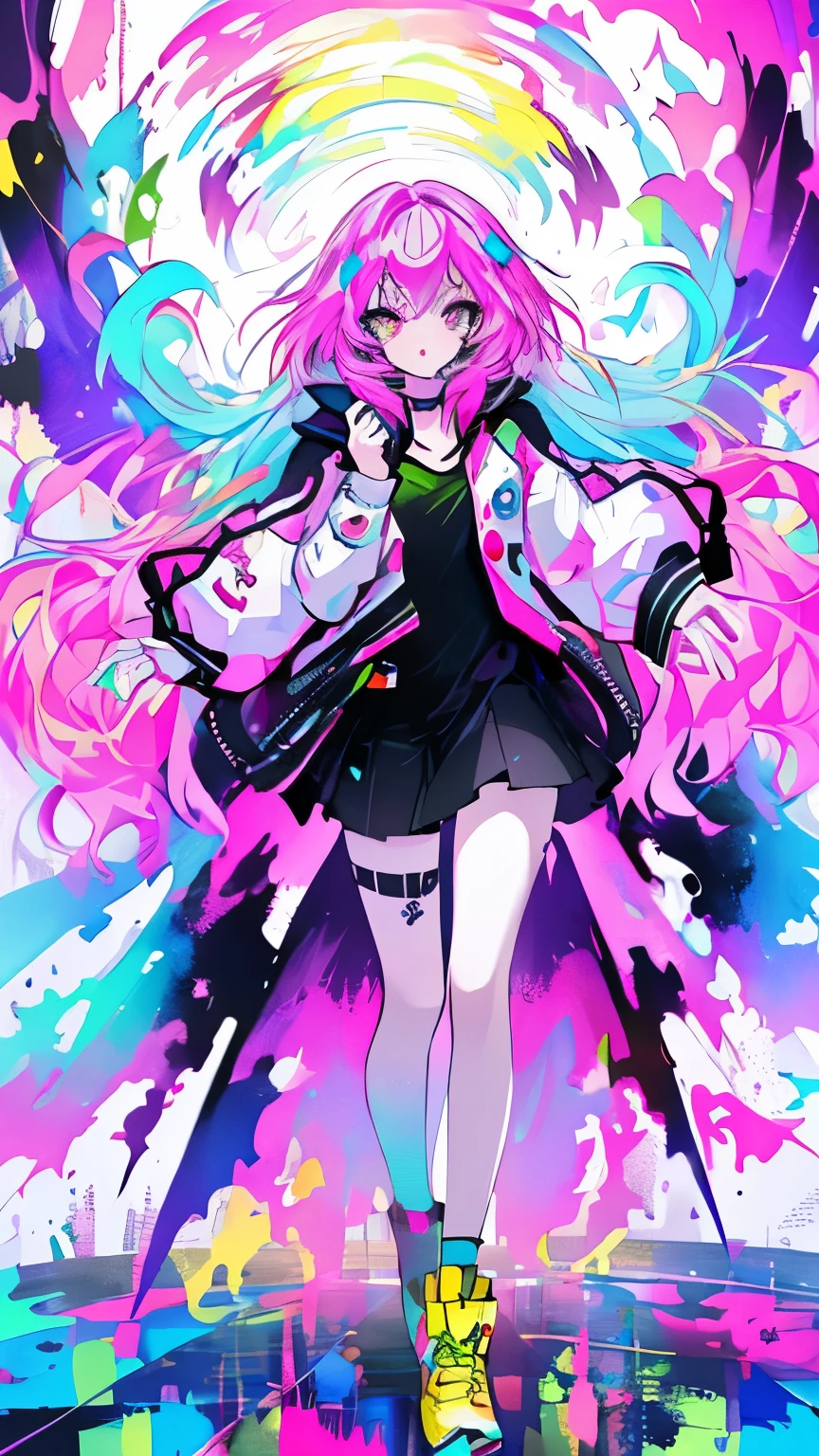 (masterpiece, ultra high resolution, highest quality:1.1), 1 girl, colorful hair,pastel colour,whole body,dynamic pose