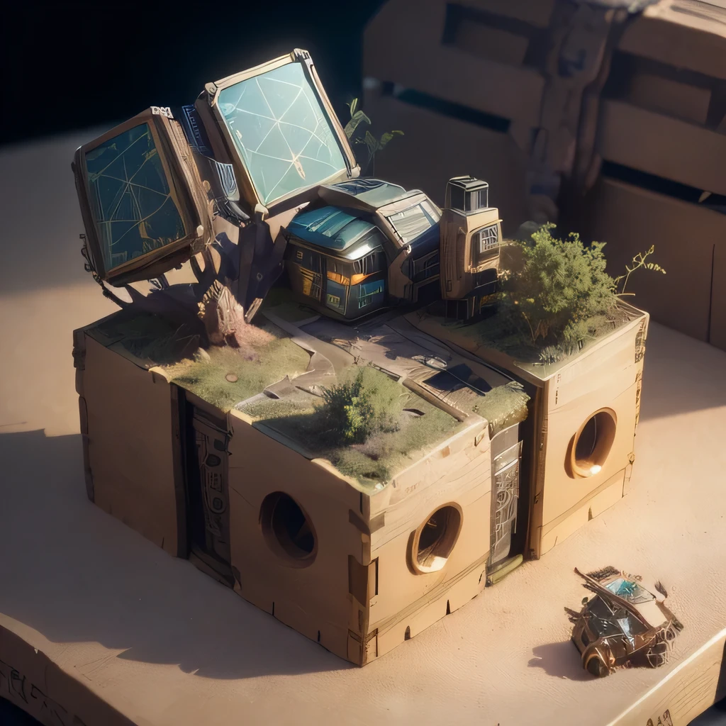 6598年Mars realistic model, (bifurcation, original photo, best quality, masterpiece:1.4),SteampunkCyberpunk6820 City,(CyberpunkMars light:1.3), Mars (related to land),(in a small nature box:1.3),Isometric, small nature, landscape on foundation,landscape,