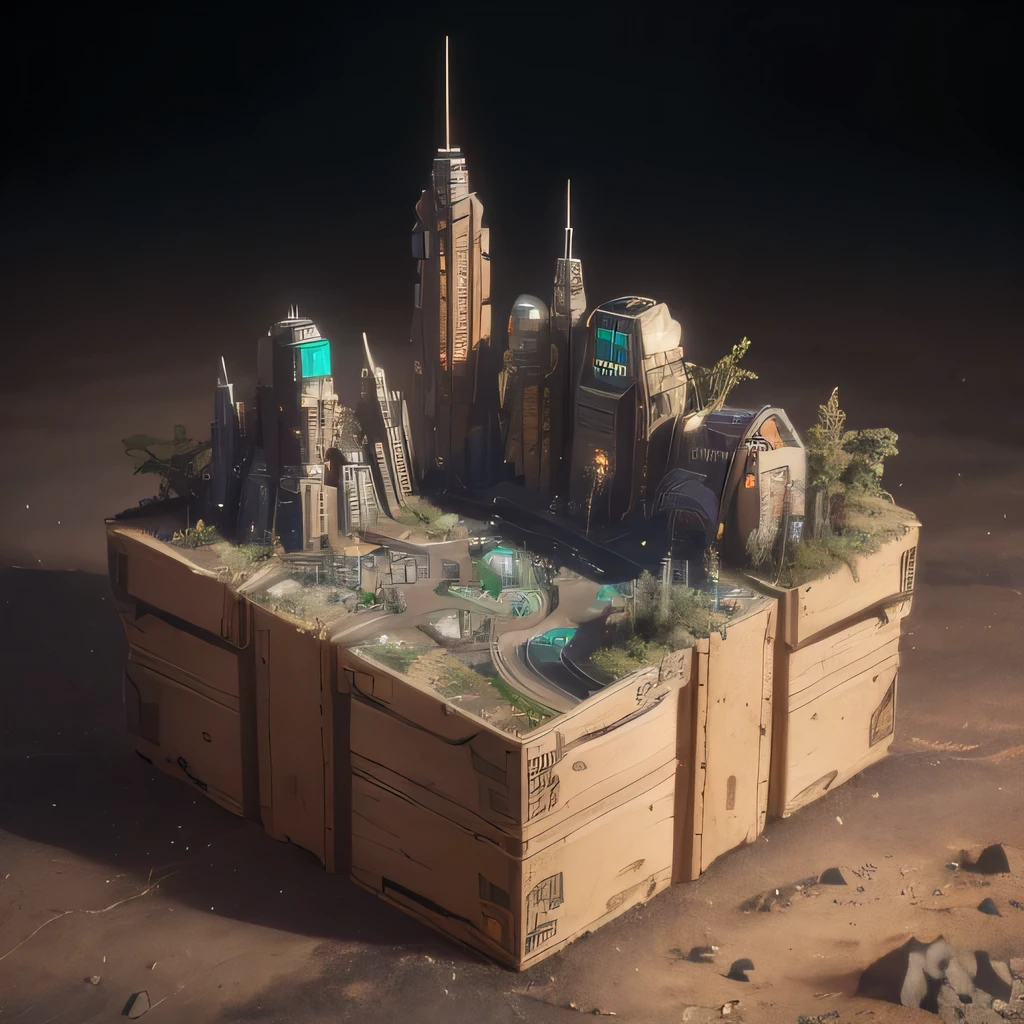 6598年Mars realistic model, (bifurcation, original photo, best quality, masterpiece:1.4),SteampunkCyberpunk6820 City,(CyberpunkMars light:1.3), Mars (related to land),(in a small nature box:1.3),Isometric, small nature, landscape on foundation,landscape,