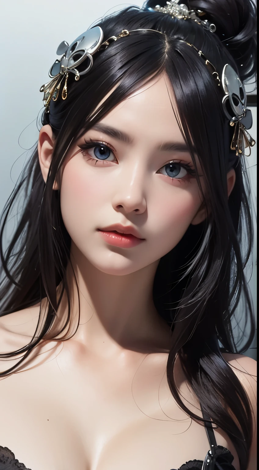 Face Close-up、Face Zoom、Face Close-up、Face Zoom、1人の女性、write、Face Close-up、Face Zoom、(Smile with the corners of your mouth raised、Open your mouth a little、lipgloss)、dreamlikeart、((Ultra CG))、intricate detailes、Volumetric lighting、(masterpiece:1.2)、(top-quality)、The ultra-detailliert、Highly detailed colorful details、(Irridescent color:1.2)、(Bright lighting、Atmospheric lighting)、kosmos、Supergianthugebreasts、Ray traching、The mirror reflects light、Shallow depth of field、ultra-detailliert、mixing exposure、nffsw