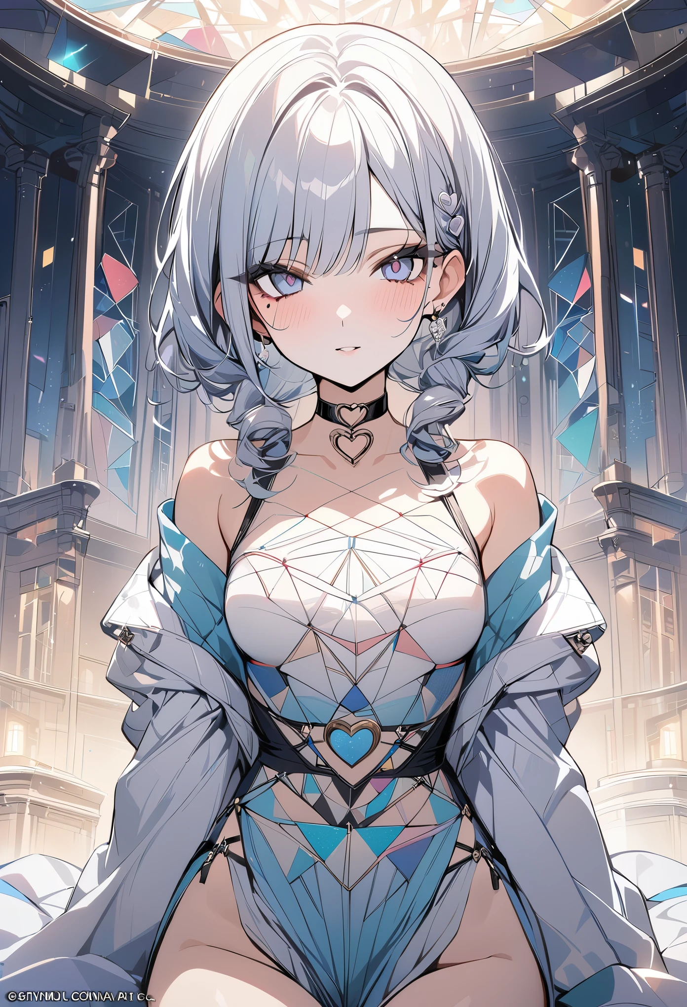 ,beautiful flower々)、Medium chest、 (masterpiece, Highest quality), Official Art, beautifully、aesthetic: 1.2), (1 girl), Very detailed, (Geometry Art: 1.3), colorful