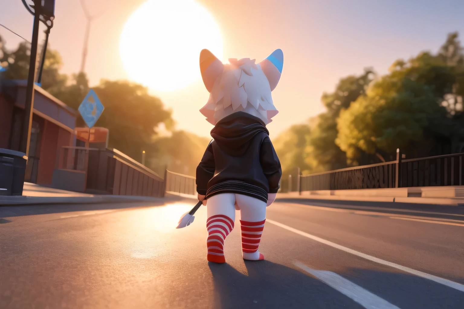 (((wilderness))), ((charming little blue wolf,woman,Miss, young)) have different colored eyes， chibi， charming， logo design， Car already， movie lighting effects， ((3D vector art))， Cute and quirky， fantasy art， Bokeh， Hand Painted， number， soft light， Isometric style， 4K resolution， photorealistic rendering， High level of detail cleaning， vector image， A lifelike masterpiece， Professional photography， simple space background， Flat white background， Isometric，Vibrant vector, , hoodie, bottomless pit, Fine hairs, Anisotropic fur gloss, ((subsurface scattering)), In the park, ((The body is very wide)), ((Animal genitalia)), [[vein]], (on all fours), ((Show rear)), [anus], ((Show rear)) ,[vaginal] big tail, ((Striped knee-length socks))