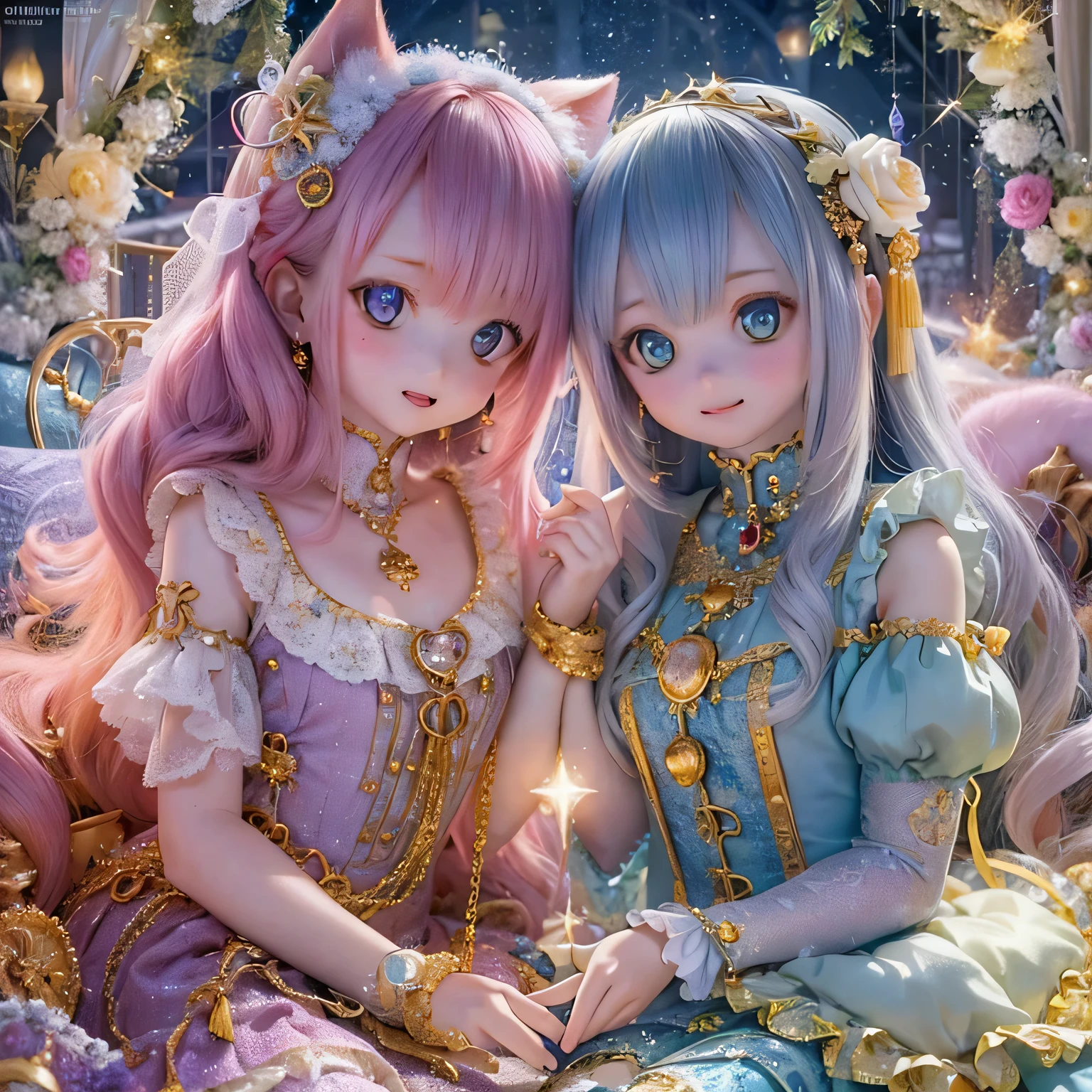 medium:anime girls,magic,cute,adorable,playful,lively,bright colors,soft shading,warm lighting,sparkling eyes,pastel palette,vibrant atmosphere,happy expression,catchy pose,floating in the air,smiling faces,sweet smiles,fluffy hair,flowing ribbons,flowery background,hearts floating around,cheerful mood,whimsical scene,light-hearted,joyful ambiance,colorful art style,magical touch,ethereal beauty,charming characters,fantasy world,comfortable and cozy environment,peaceful atmosphere,relaxing vibes,tranquil setting,magic sparks,glowing stars,sparkling magic wands,lots of details,fine lines,precise linework,detailed artwork,meticulous attention to details,highly-detailed illustration,impressive art quality,eye-catching artwork,professional artwork,expressive eyes,cute and small noses,pouty lips,playful expressions,perfectly-shaped eyelashes,adorable freckles,soft and smooth skin,pure and innocent look,natural beauty,flawless complexion,cute outfits,colorful ribbons and bows,exquisite designed dresses,cute accessories,and adorable hats,playful and elegant postures,various magical poses.
(best quality,4k,8k,highres,masterpiece:1.2),ultra-detailed,(realistic,photorealistic,photo-realistic:1.37),HDR,UHD,studio lighting,ultra-fine painting,sharp focus,physically-based rendering,extreme detail description,professional,vivid colors,bokeh
pastel palette,lively colors,pink tones,soft hues,sparkling and bright colors,pastel blues and pinks,gentle yellows and greens,magical glow,sweet and dreamy color scheme,warm and cozy lighting,mystical ambiance,soft and warm light,ethereal and magical lighting,glowing and radiant light,magical sparkling effects,soft and smooth textures,subtle gradients,soft shadows and highlights,glowing backgrounds,glowing stars and sparkles,moonlit night,comfortable and magical atmosphere,warm and inviting atmosphere,magical and dreamy vibes,enchanting and cozy setting,serene and peaceful backdrop
I hope this prompt helps you in generating a beautiful art