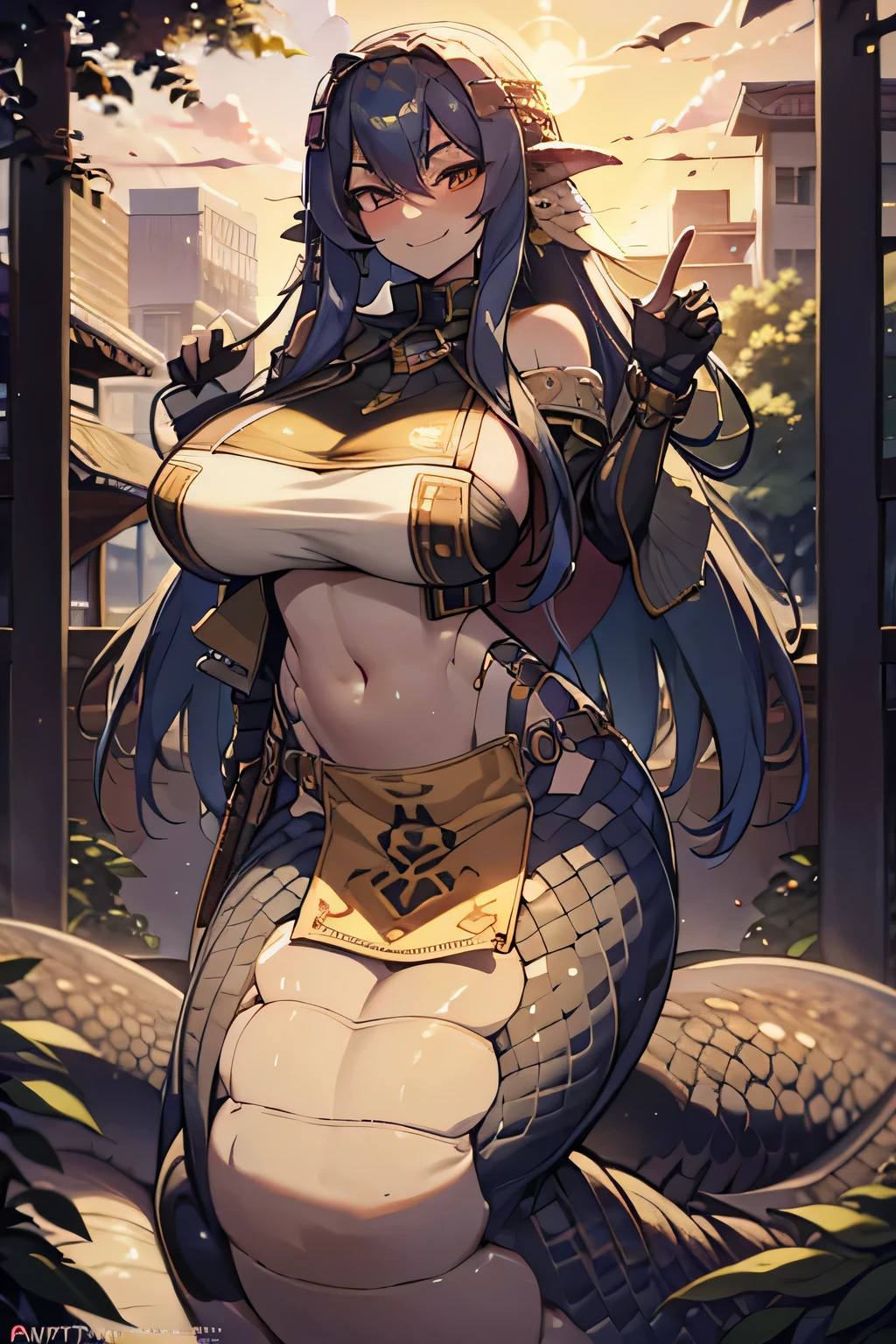 Lamia using a human to breed, slutty smile 