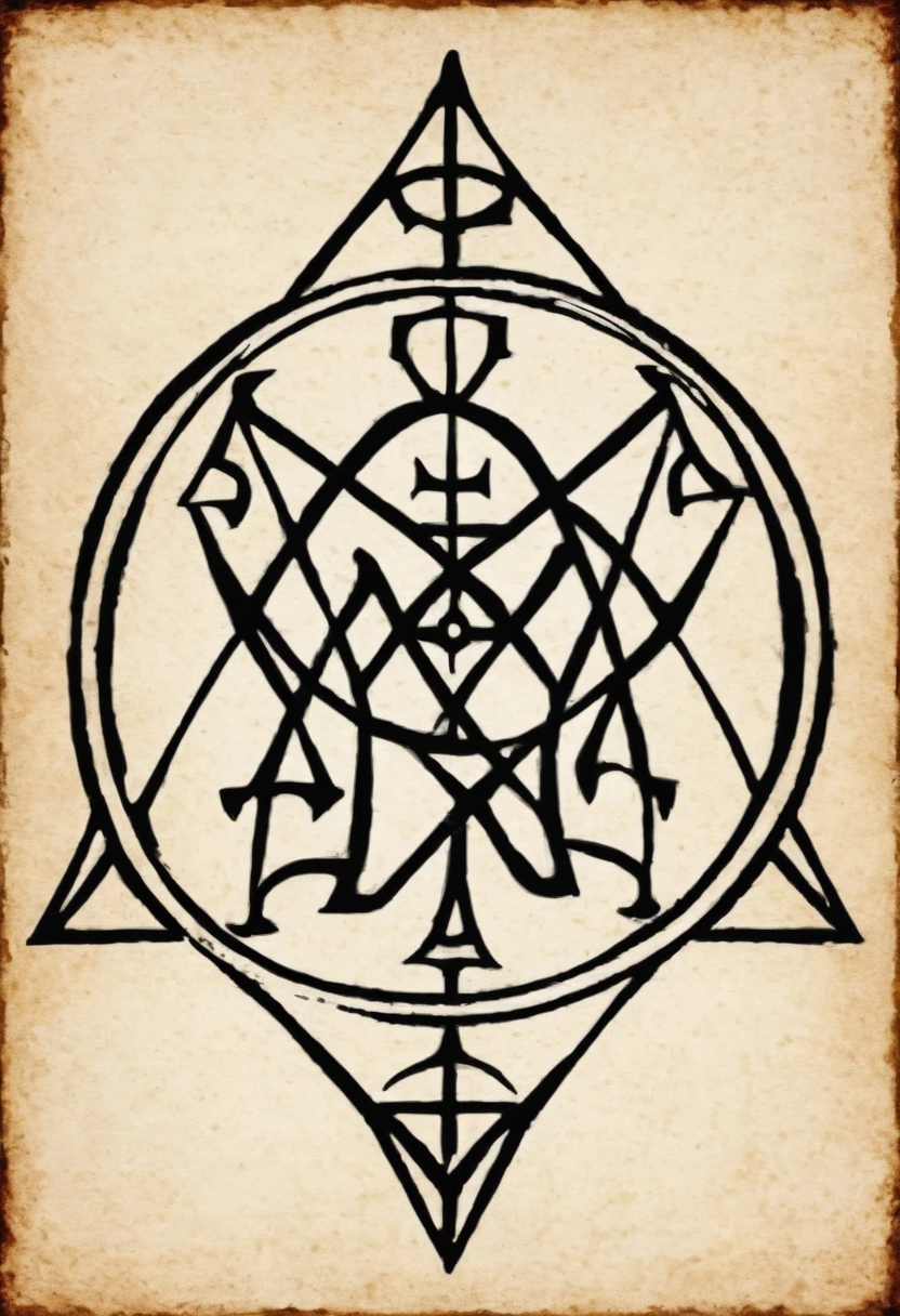 Display illustration sigil for reaching new heights of self-mastery and fulfillment use symbols such as pentagrams and other esoteric symbols, to add an element of magic