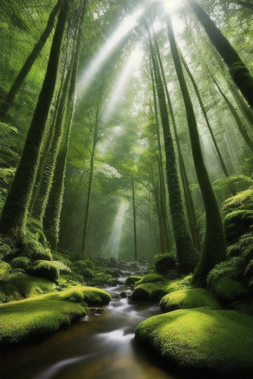 Behold the mesmerizing pattern of light and shadow played out in the depths of a hyper-realistic forest, a scene meticulously captured in 8k quality photography. Each intricacy and detail is brought to life, inviting the viewer to step into a world of tranquility and immerse oneself in the otherworldly atmosphere. The forest, with its towering trees adorned with moss and vibrant undergrowth, unfolds before the eyes in a breathtaking display of nature's grandeur. This award-winning photograph transports the soul, showcasing the intricate beauty of the forest in high detail. The play of sunlight filtering through the canopy and casting