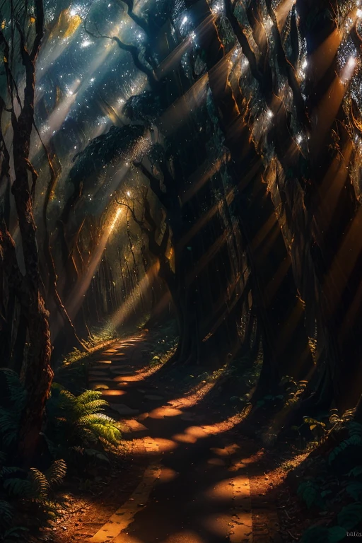 eucalyptus forest during golden hour (masterpiece, best quality, ultra-high definition) apparent in this meticulously crafted 8k photograph invites viewers on a captivating exploration of the intricate environmental details. From the finely textured bark of the eucalyptus trees to the intricate patterns of sunlight filtering through their leaves, each element is artfully rendered. The shifting angles created by the winding path and the rays of sunlight add depth and dimension, enhancing the forest's tranquil and harmonious beauty.

Precise, nuanced lighting (1.5) further elucidates the scene, illuminating the unique textures and colors of