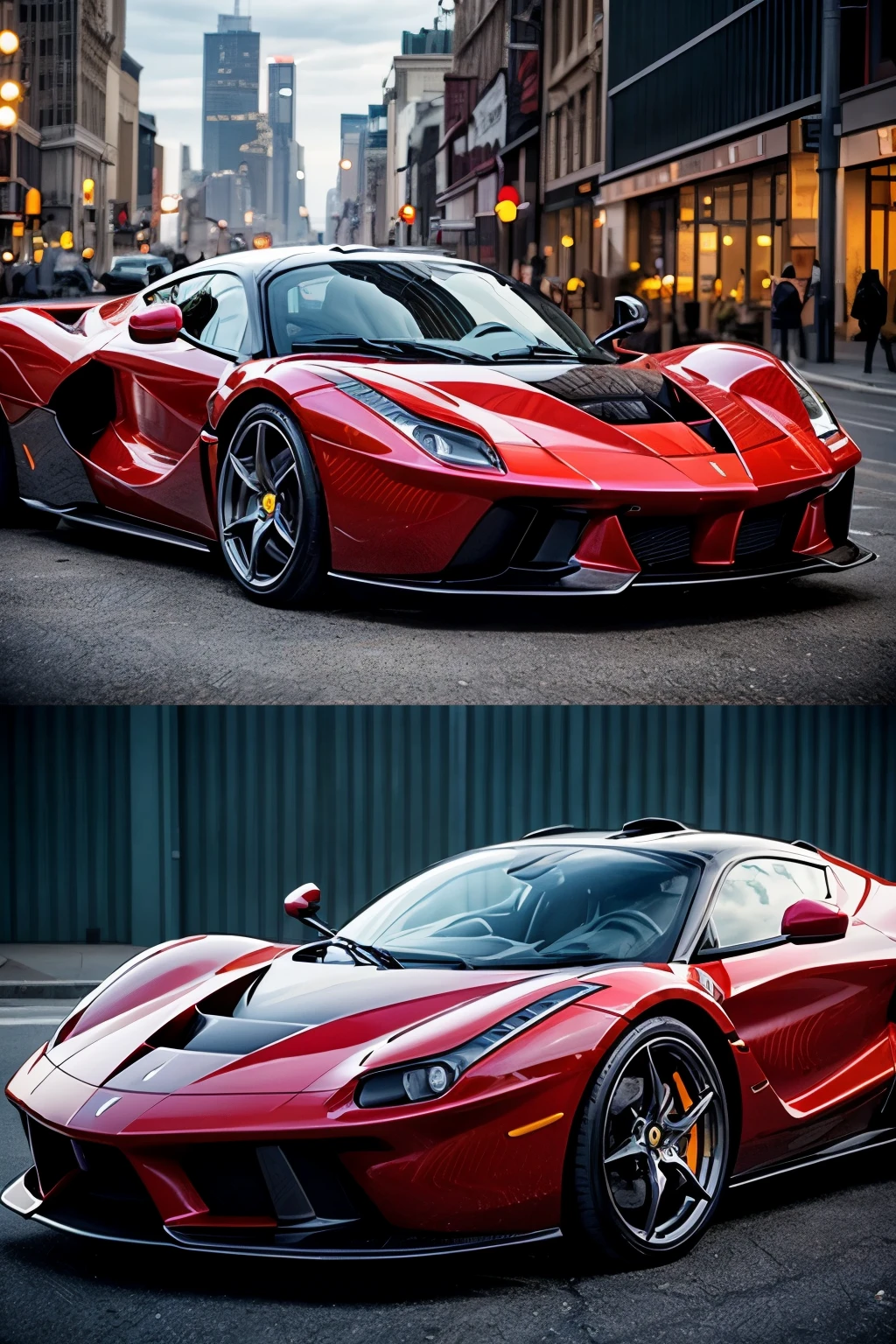 RAW, Best quality, high resolution, Masterpiece: 1.3), One stunning LaFerrari F150 car, Body color: Red, Dusk, 42nd Street Manhattan, Surrounded by majestic skyscrapers,
Masterpiece: 1.3, Red LaFerrari F150, Dusk, 42nd Street Manhattan, Beautiful landscape of towering skyscrapers,
Realistic, 1car, Stunning LaFerrari F150, Body painted in bold red, Dusk, Iconic 42nd Street Manhattan, Imposing skyscrapers as a backdrop,
Masterpiece, Red LaFerr