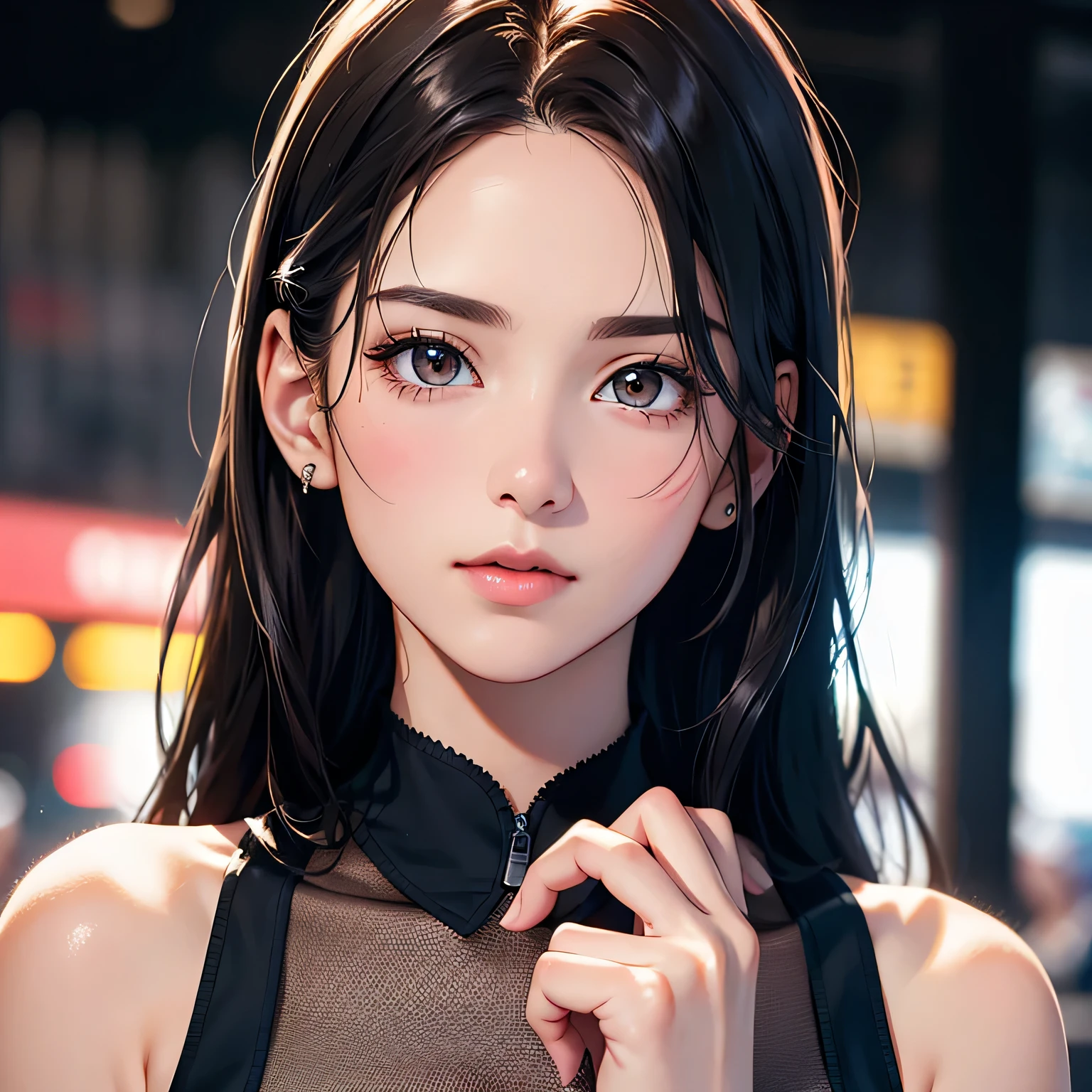 (8ก, highest quality: 1.2), very detailed, thorough solution, (realistic, realistic photo: 1.37), portrait, High resolution RAW color photograph, arrested on the job, High resolution and beautiful, High resolution, 8ก Image Wallpaper, amazing details, large file size, very detailed美しい女の子, very detailed face, Finely defined eyes, Fine skin texture., All functions are clearly displayed., The contours of the fingers are perfectly shaped.., the nose has the correct shape., expressive lips, perfect anatomy, background is not blurred, one story, (20:1.2), twenties, pretty girl, realistic