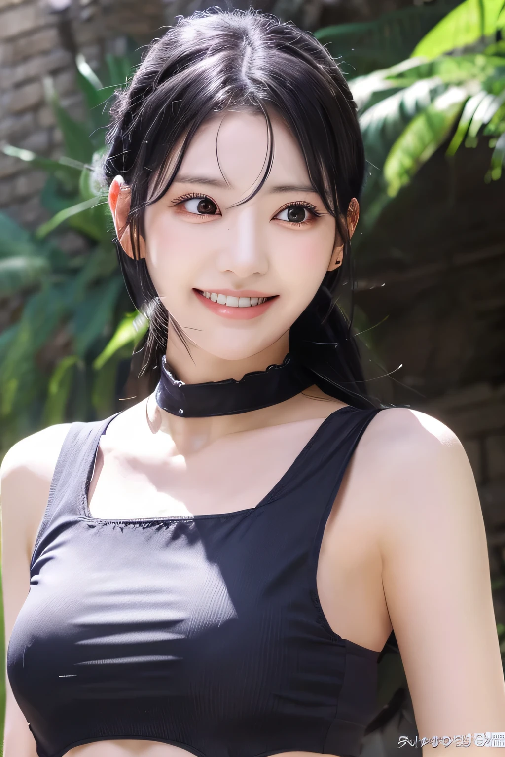 highest resolution, 4k, masterpiece: 1.3), japanese mature, photo of a woman, sexy, fine eyes, slender body shape, realistic teeth, double eyelid, full body, highest quality, be familiar with, equipped with armor, in a fantasy world, The background is a castle、black hair、ear piercing、smile、beautiful teeth、wearing a helmet