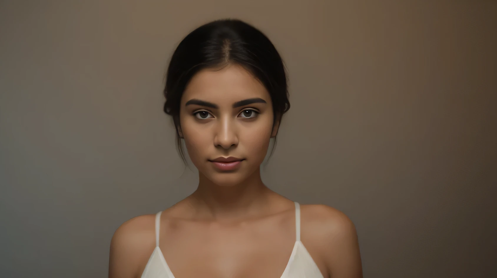 there is a woman in a blue bra top posing for a picture, indian girl with brown skin, sexy girl with dark complexion, tanned beauty portrait, sultry digital painting, realistic digital painting, detailed beauty portrait, detailed beautiful portrait, with brown skin, in a europe city, photorealistic beautiful face, photorealistic digital painting, realistic female portrait, oil painting of realistic woman