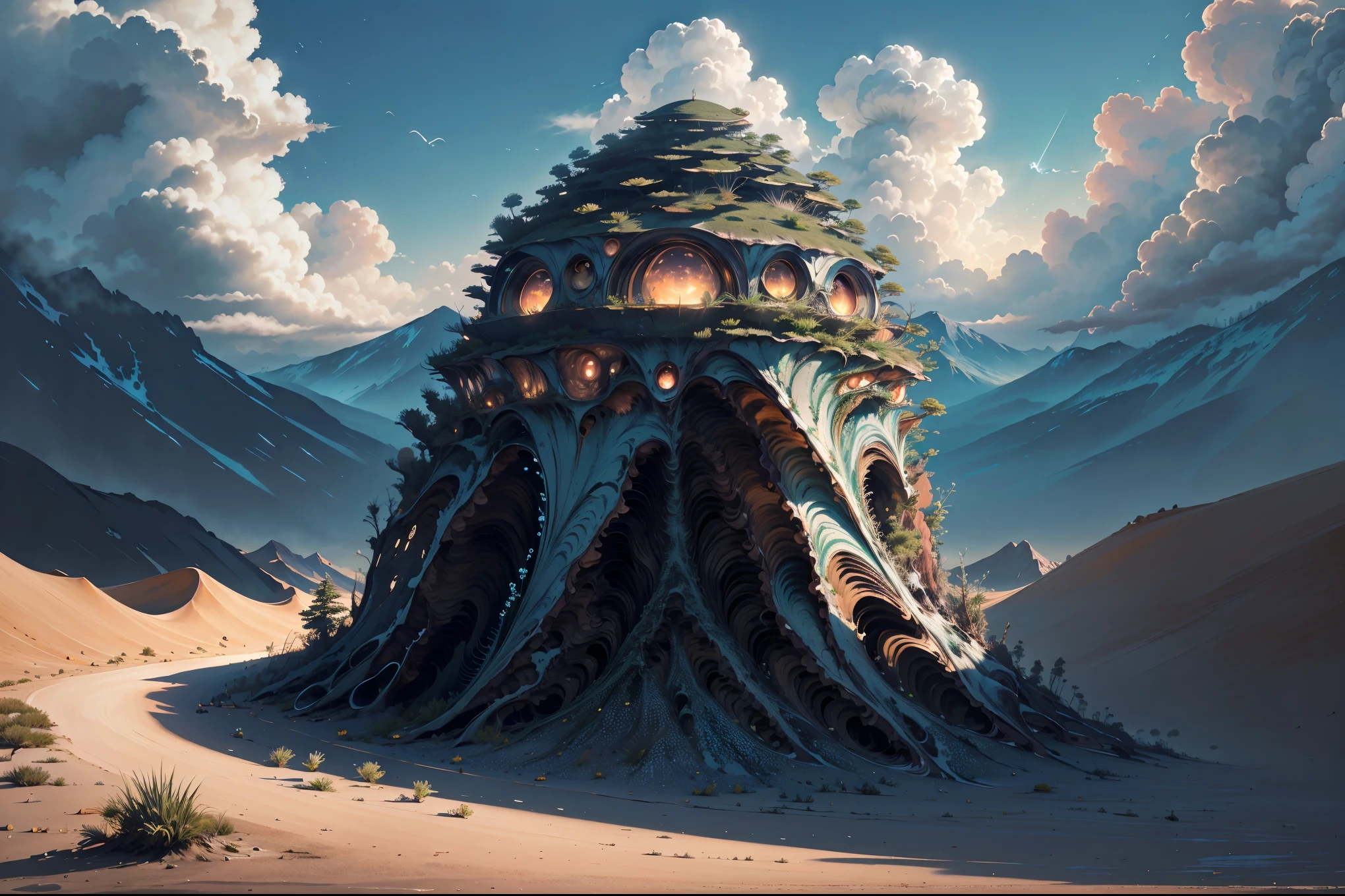 (highest quality, 4k, High resolution, masterpiece:1.2), Super detailed, Alien, Earth&#39;s surface filled with gas, Wilderness, spookyAlienの風景, (Unforgettable,spooky)haze, (Unlucky,Disastrous)cloud, spookyカラーパレット, (((wandering alien:1.3))), 500㎜, f/4.0, photo shoot,