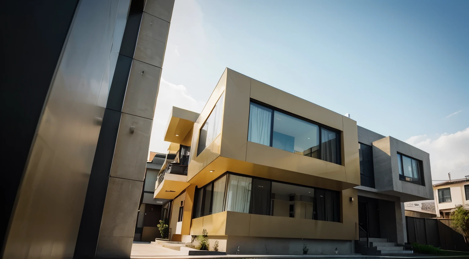 modern architecture, in golden color