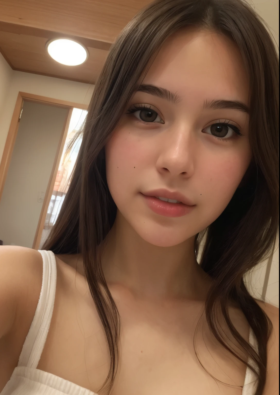 Selfie of a pretty young half-Japanese and half-American woman, Taken with iPhone camera