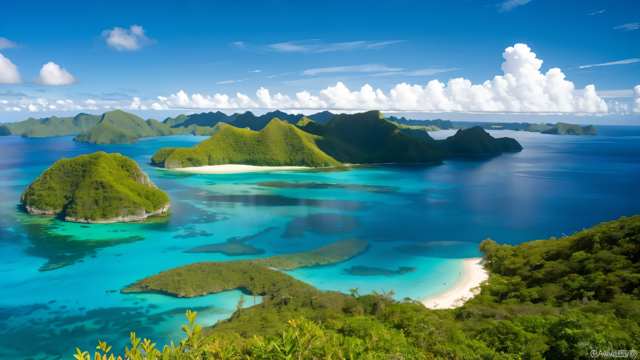 Uninhabited island in Palau Islands、coral reef coastline、