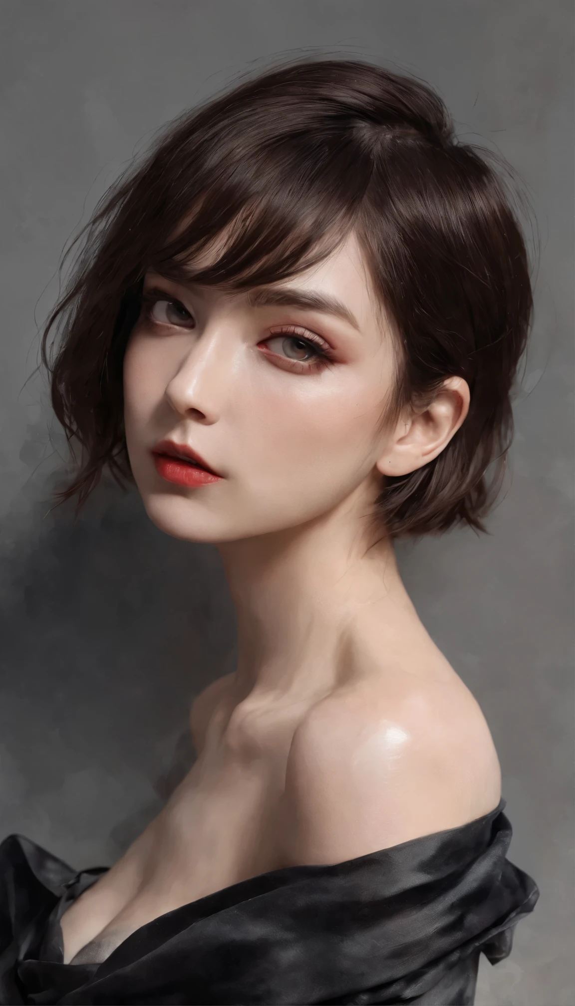 chiaroscuro technique on illustration of an elegant oldies , wet hair, vintage, eerie, matte painting, by Hannah Dale, by Harumi Hironaka, extremely soft colors, vibrant, highly detailed, digital illustrations , high contrast, dramatic, refined, tonal, emotional expression, golden ratio, bikini, A painting of a woman wife ((golden ratio}} laying on the sofa after a long night on the town, a painting, a Beautiful expressive painting, malcolm liepke painting, glossy painting, beautiful digital painting, digital art painting, Fine paintings, monochromatic. malcolm liepke oil painting, impressionist painting.Spread your legs apart, beautiful and delicate face, fair skin