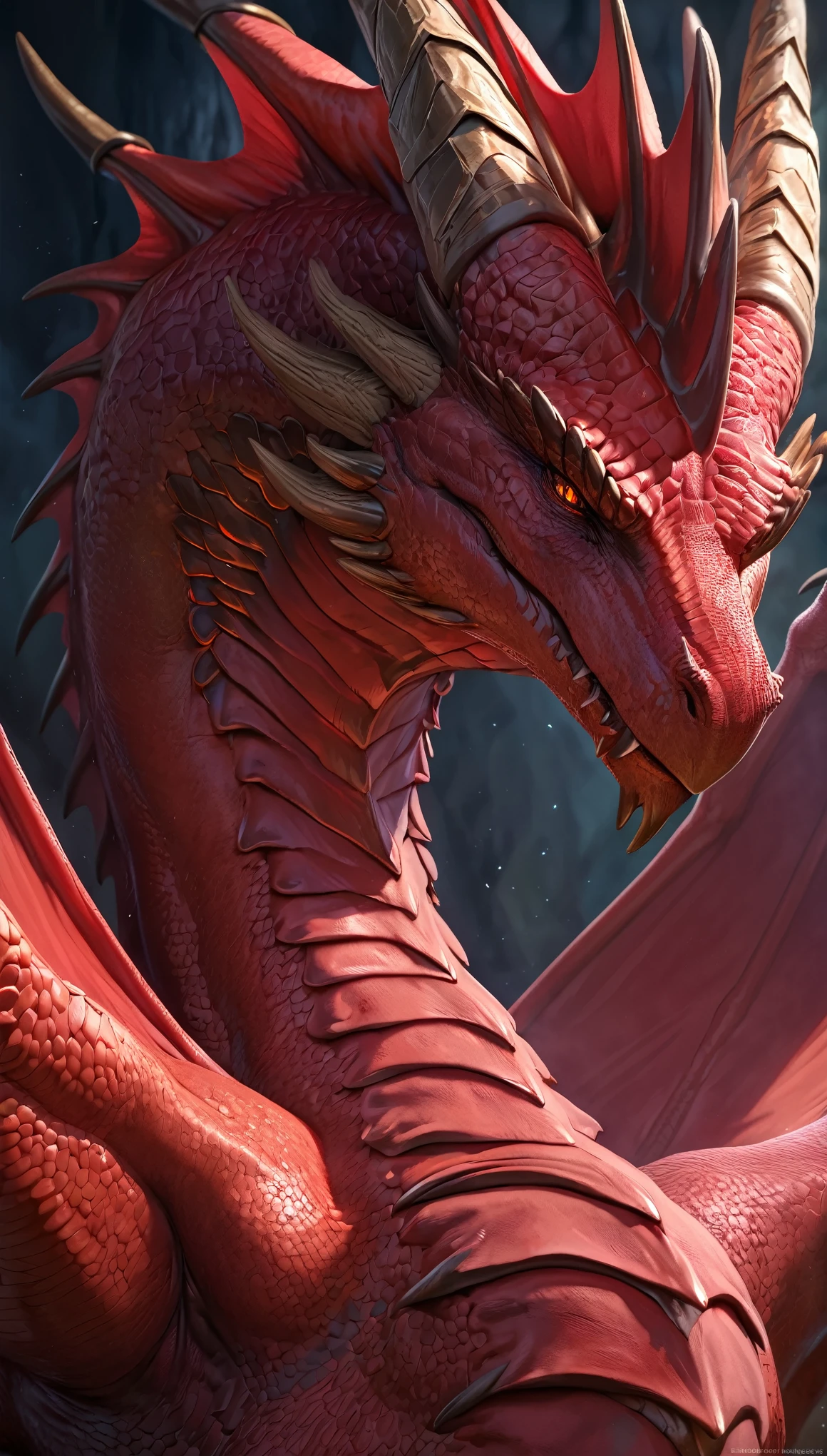 (Masterpiece,hyperdetailed,bestquality), a sexy handsome red dragon, professional artwork, masterful technique, 8k resolution,