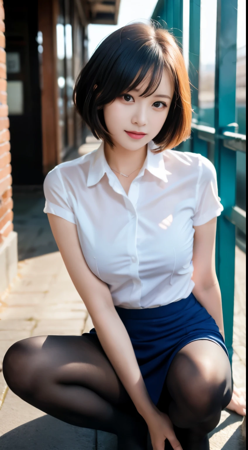 tmasterpiece,(actual), High detail CG unified 8K wallpaper, (Head office skin:1.2),8k ultra high definition, SLR camera, high high quality, ((1 plump girl, 25 age old, a skirt, ssmile, Sit near the classroom window, The figure is very thin,Medium and short hair, indoor)), 黑The eye, beautidful eyes, (dermis), Beautiful skins, Attractive, 超高分辨率, Surreal,k hd