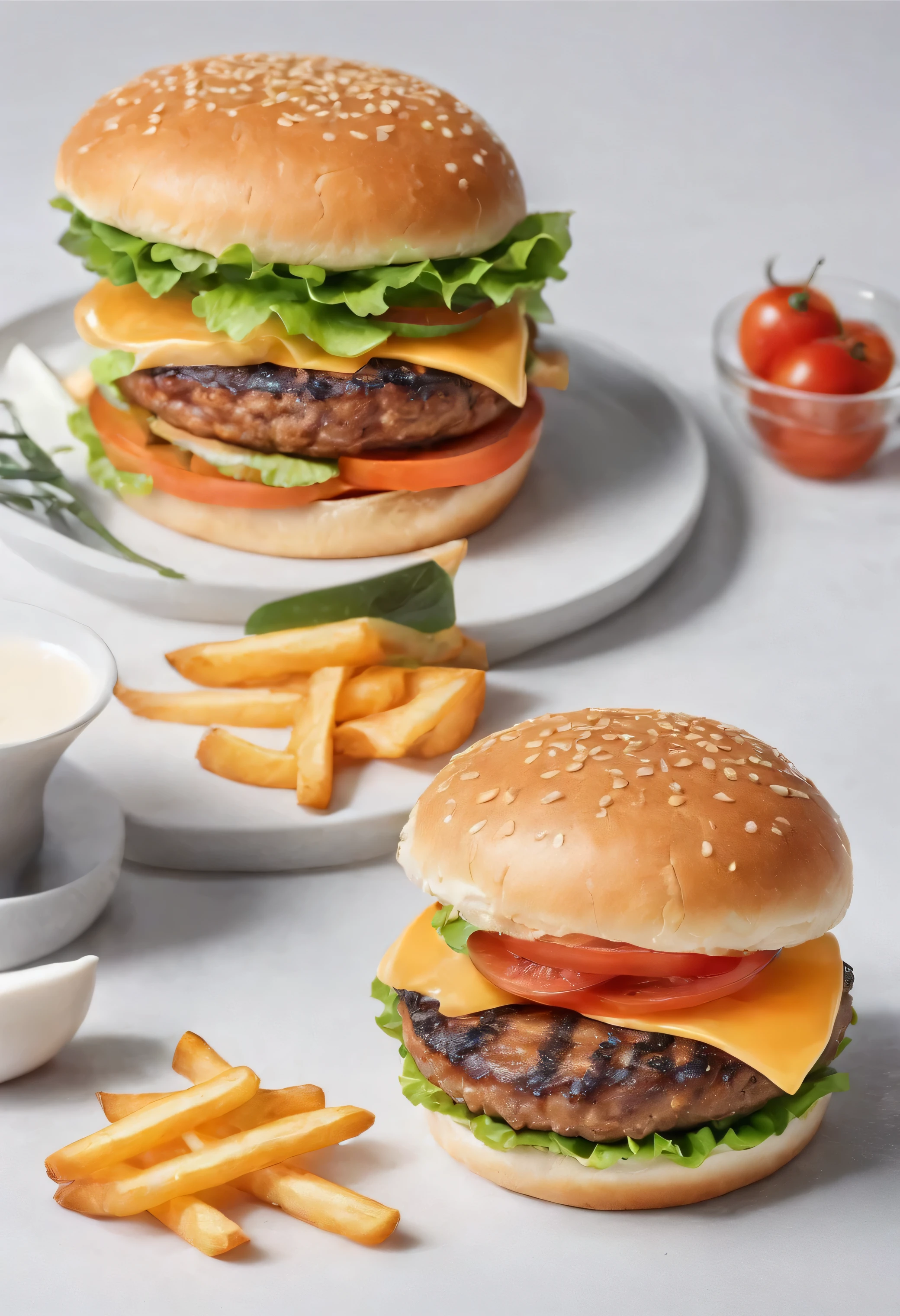 hamburger, white background, magazine photo, food photography