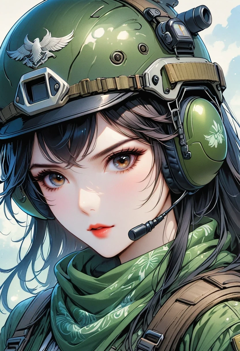 Beautiful woman wearing helmet