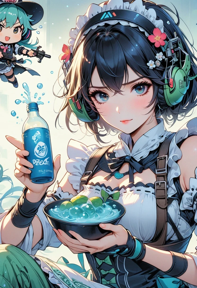 (((maid uniform)))), (((big deal)))), Drunk eyes, Hatsune Miku,