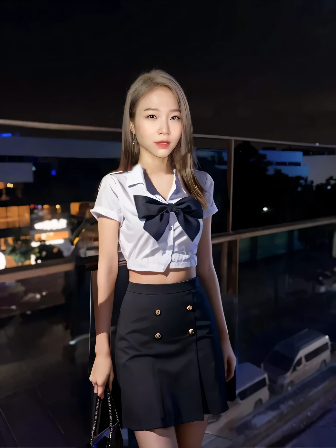 Young girl body,slender,smooth skin,cute student cloth, mini skirt
