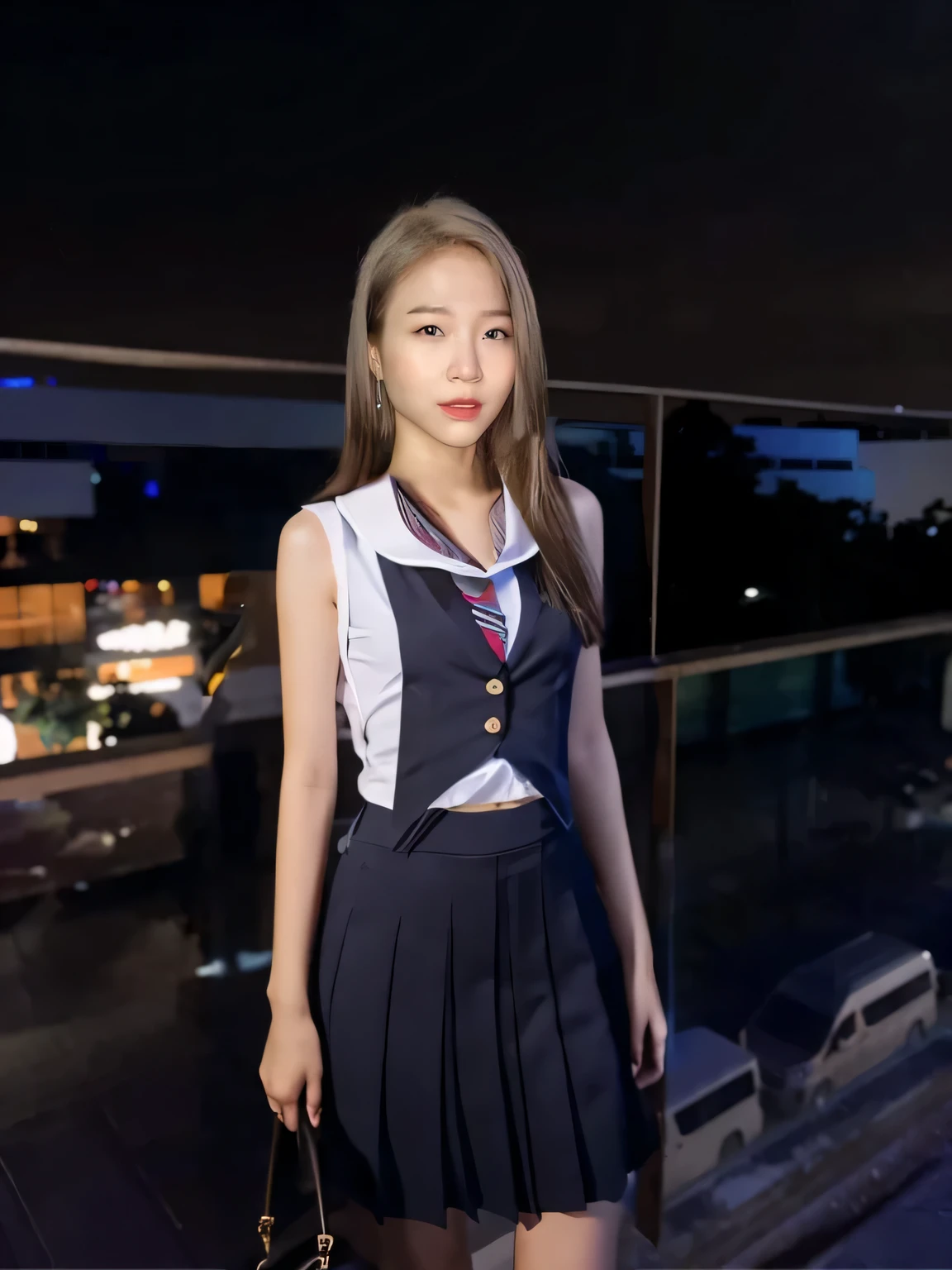Young girl body,slender,smooth skin,cute student cloth
