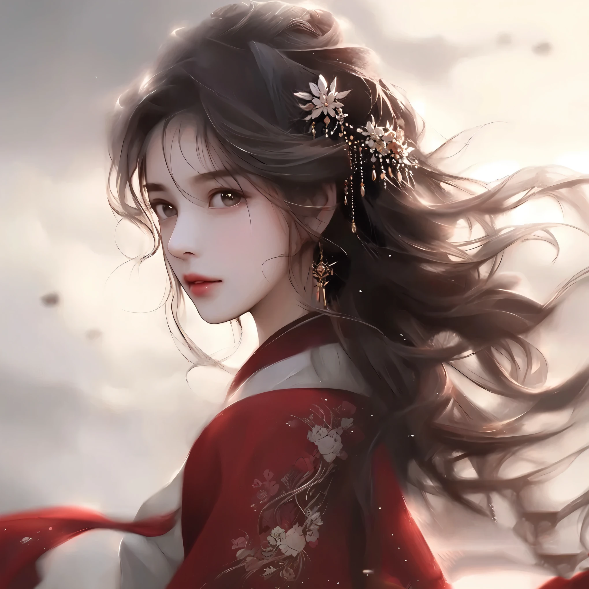 (illustration: 1.3), sandbox: 1.4, 3D rendering of, , (Black-brown hair,Hairstyle ball head,Beautiful side face,closing her eyes:1.3), ((Representative work plum blossoms:1.2)(Masterpiece snow:1.2) , Red Chinese costumes:1.0),Colorful, Best quality, Detailed details, Masterpiece, offcial art, movie light effect, 4K, Chiaroscuro , Flash