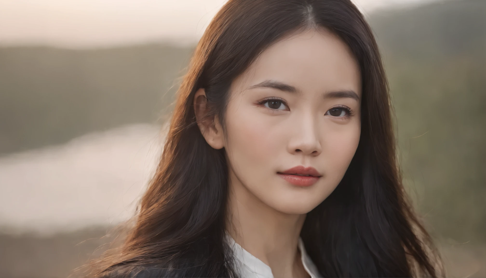 Long Hair , Fair Skin Chinese Woman, 35 years old, black Hair, 8K Resolution, Ultra Realistic, Super Definition, Super Definition Face, Super Definition Lips, Fine Eyes, Double Eyelids, serious face.
