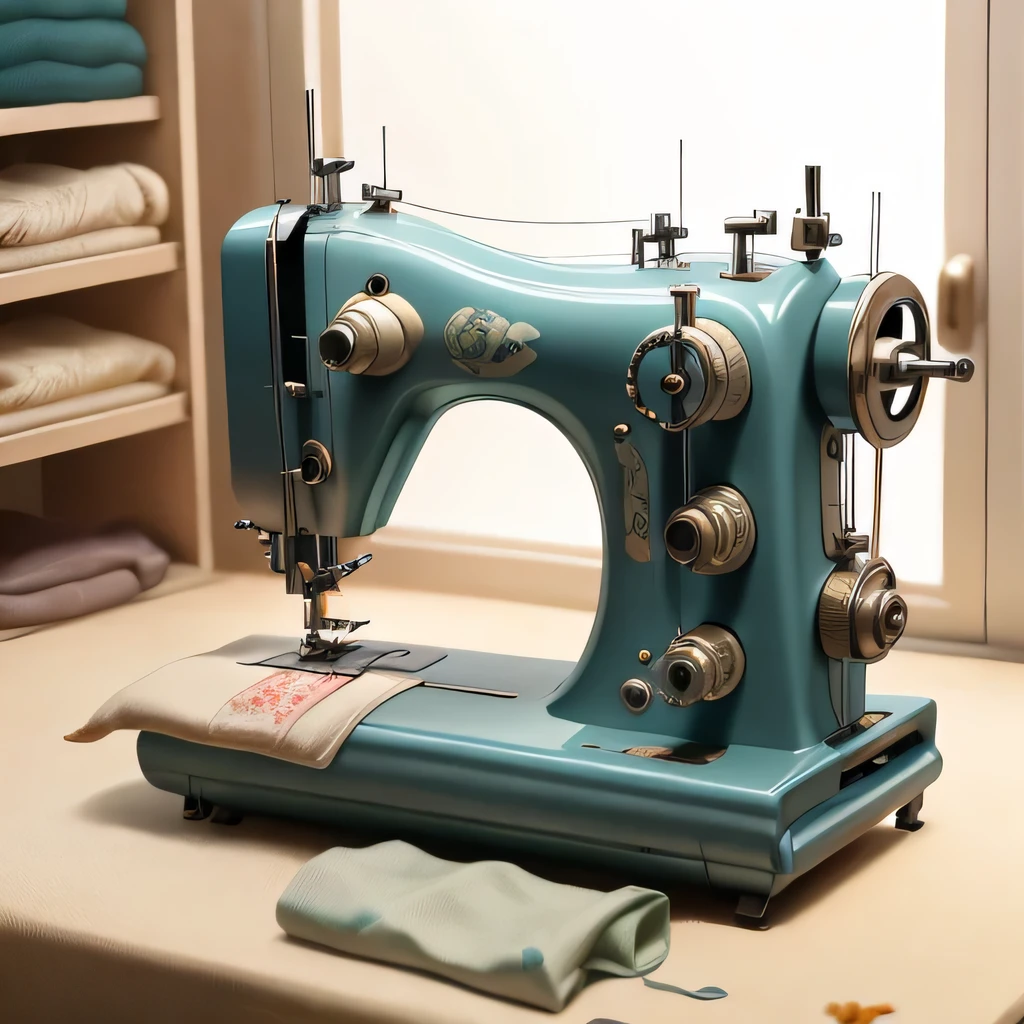 sewing machine~New prison, new machine,close up,female Taoist seal,side