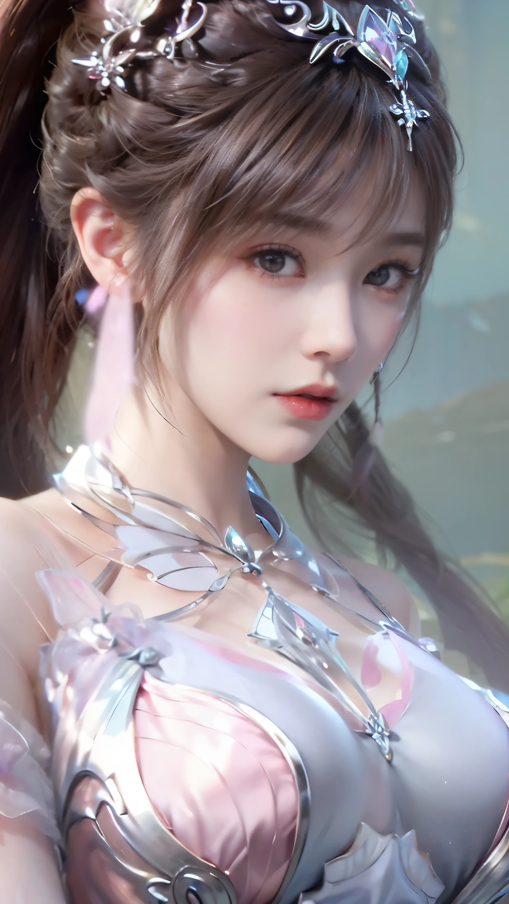 Close-up of a woman with bunny ears and a sword, Queen of the Sea Mu Yanling, Zodiac girl knight portrait, Lineage 2 style, Smooth anime CG art, Game CG, Beautiful fantasy queen, Complex and gorgeous anime CGI style, drank, Close-up of the goddess, anime goddess, deadly, Realistic anime girl rendering,huge breasts,larger breasts,hollow clothes,Transparent clothing transparency,amazing breast size,bulge,exposed breasts,A lot of exposed,more nudity,Expose more breasts,exposed,big ass