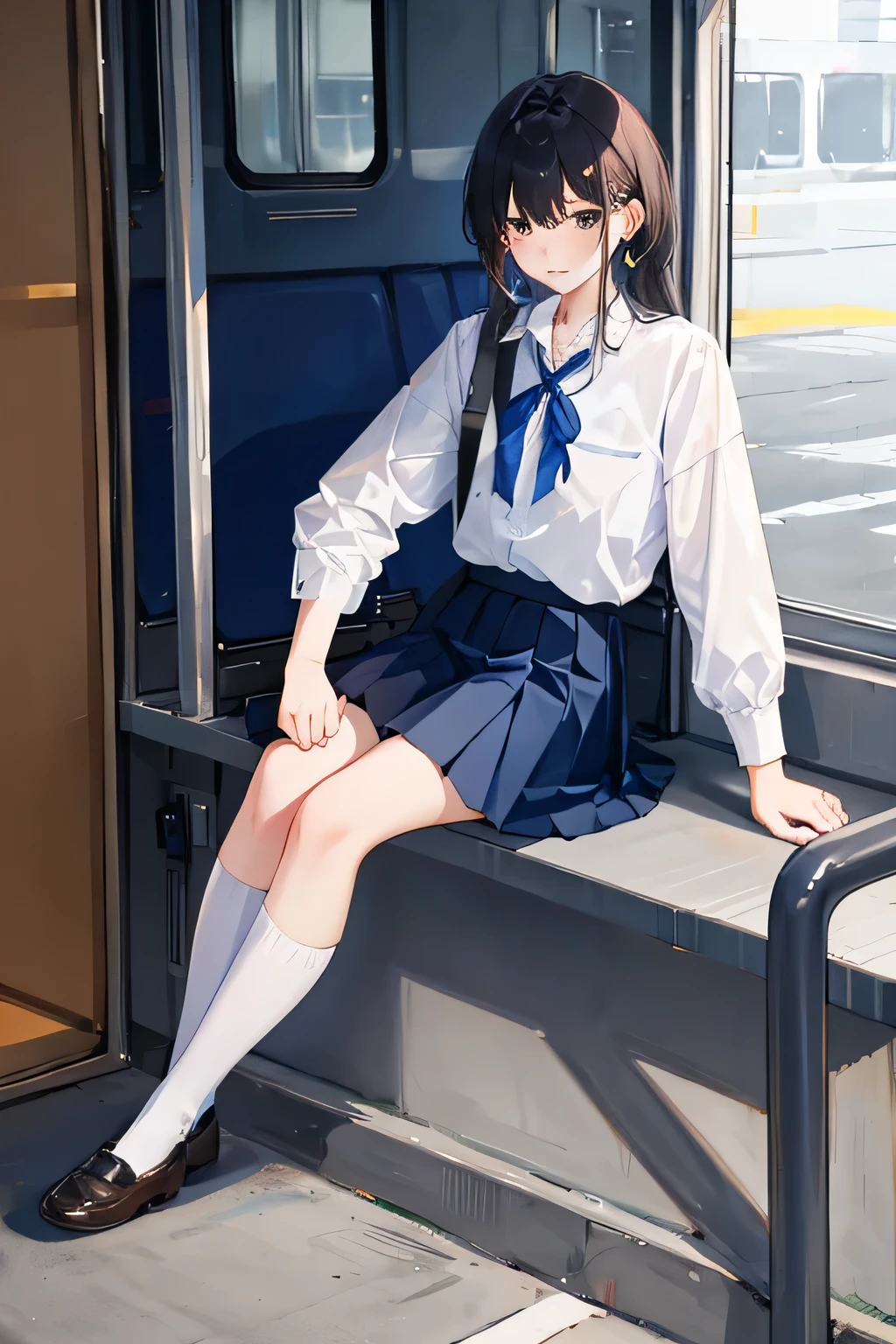(1 person、solo), Beautiful woman, High definition beautiful black eyes、Anatomically perfect body, thin、stewardess、Cabin attendant, (Japan Air Line uniform:1.3), (Pussy juice:1.1), (Leaning forward、Look down:1.2), (Are standing), (Hands between legs:1.2)、20-year-old、(highest quality)、Black Hair, (half updo), On board the plane、(8k, High resolution)、(shy:1.4)、Mid-chest, (steam:1.1), (embarrassed:1.3), Erect nipples、(wide shot), (Inner thighs)