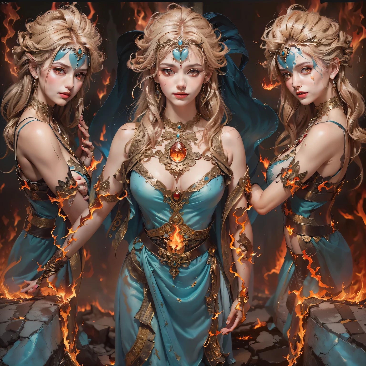 Sunblastlightspike gorgeous Goddess Anya Taylor chess piece queen ornate lava flame screaming blonde hair puffy short smile mouth open teeth 27 years old skin pure face unique ultra textured skin emotional enjoy expression revealing revealing seductive suave pronounced voluminous anatomy shape athletic symmetry revealing underwear silk satin leather fur onix diamonds ornate spinel lazuli opal ruby Headgear kunzite sunflower ornate Heart indigo turquoise tourmaline navel buckle mirror deep water eye drops drop of water earing fullbodye earth, ultra octane render, unreal engine 5, high contrast, ultrarealism, plein air, depth of field rainbow, UHD, retina, ultra masterpiece, ultra accurate, anatomically correct, ultra detail, ultra details, award winning, ultra quality, highres, 16k