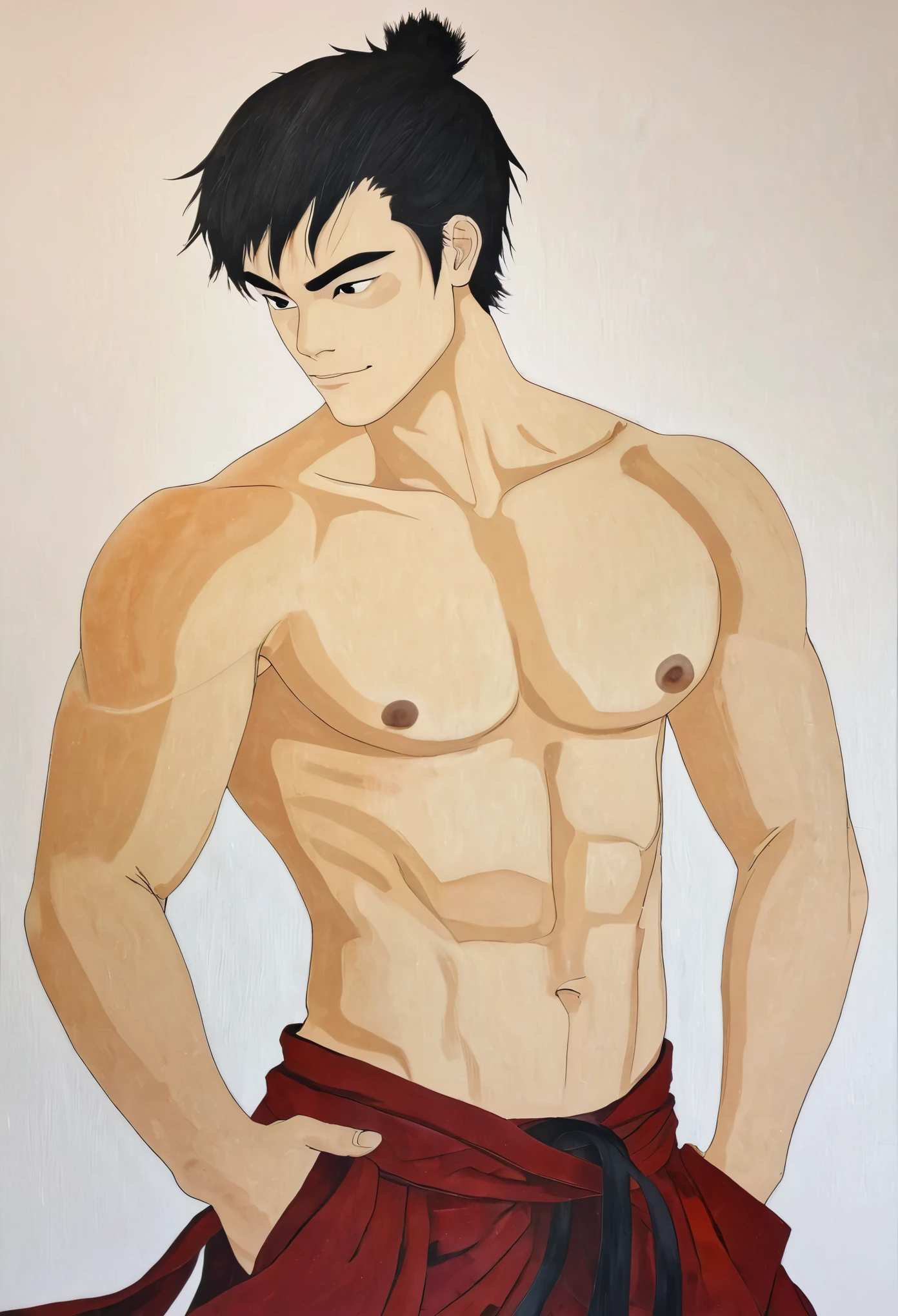 Obra de arte, melhor qualidade, 1 homem, Zuko, musculoso, menos grande, punhetando 