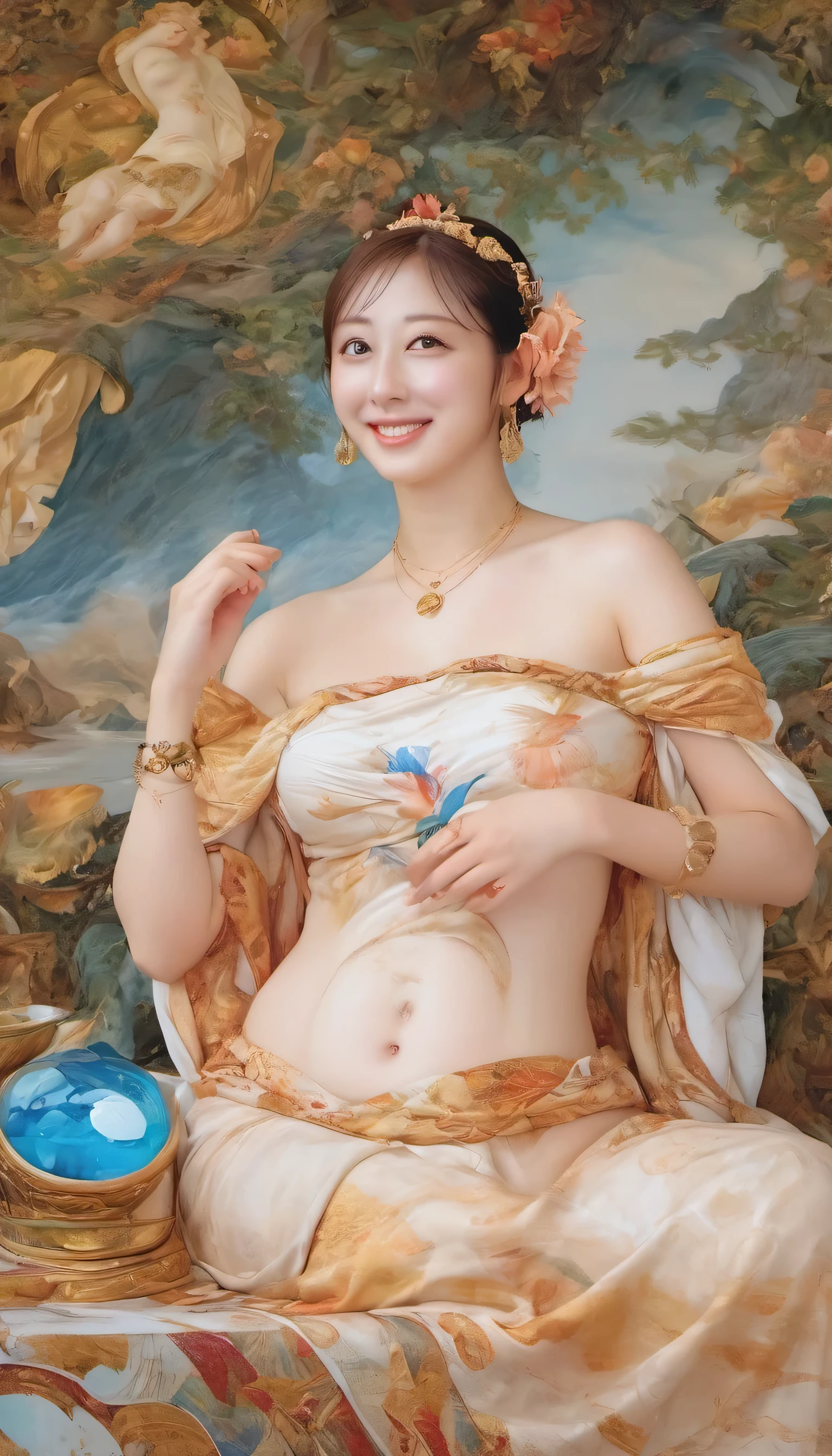 (Highest image quality, realistic depiction),(Body slippery with lotion,sweaty body),artistic all naked art,(Beautiful nude woman imitating the birth of Venus.Beautiful woman dressed as a man,),Colossal tits,((best character depiction,beautiful nude body)),I love perverted acts and am happy.