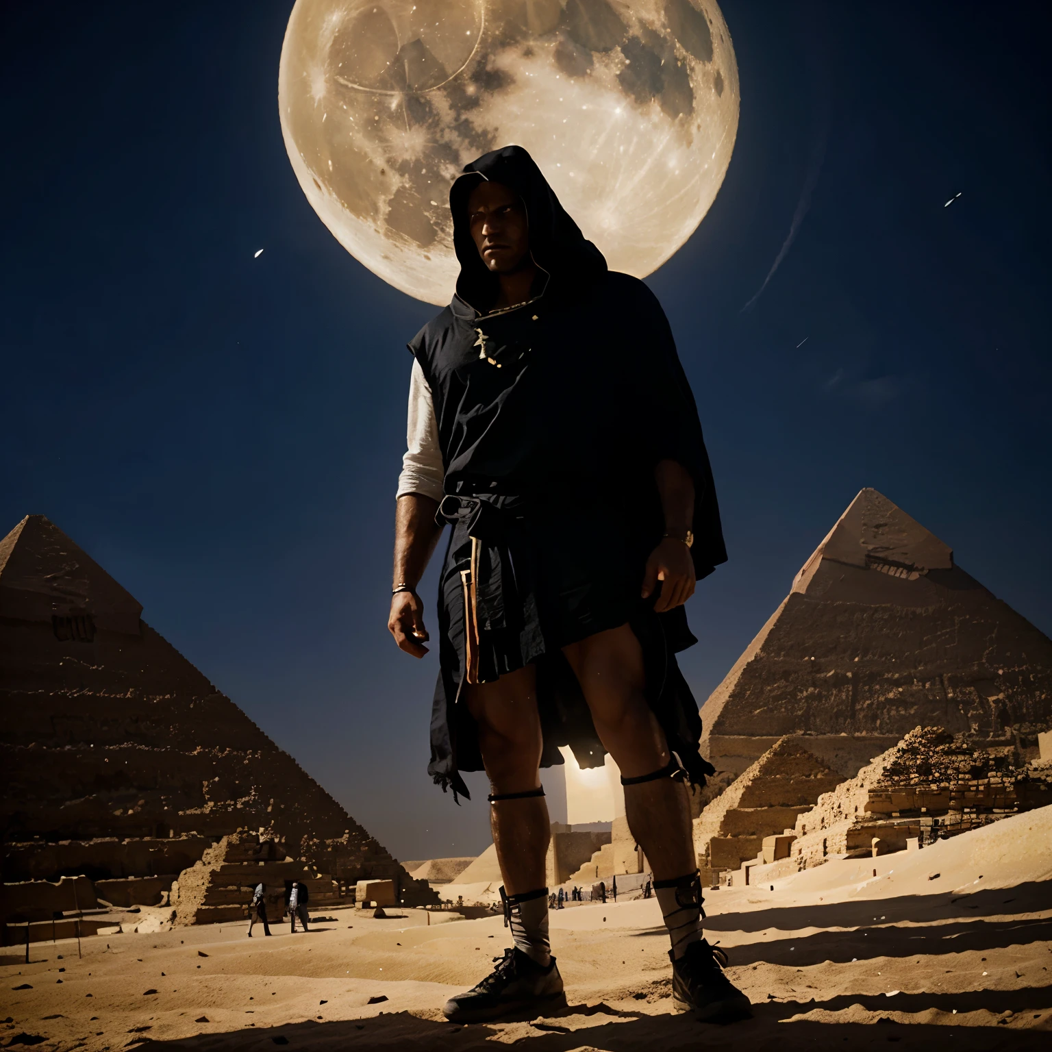 Moon Knight standing in the pyramids of Giza
