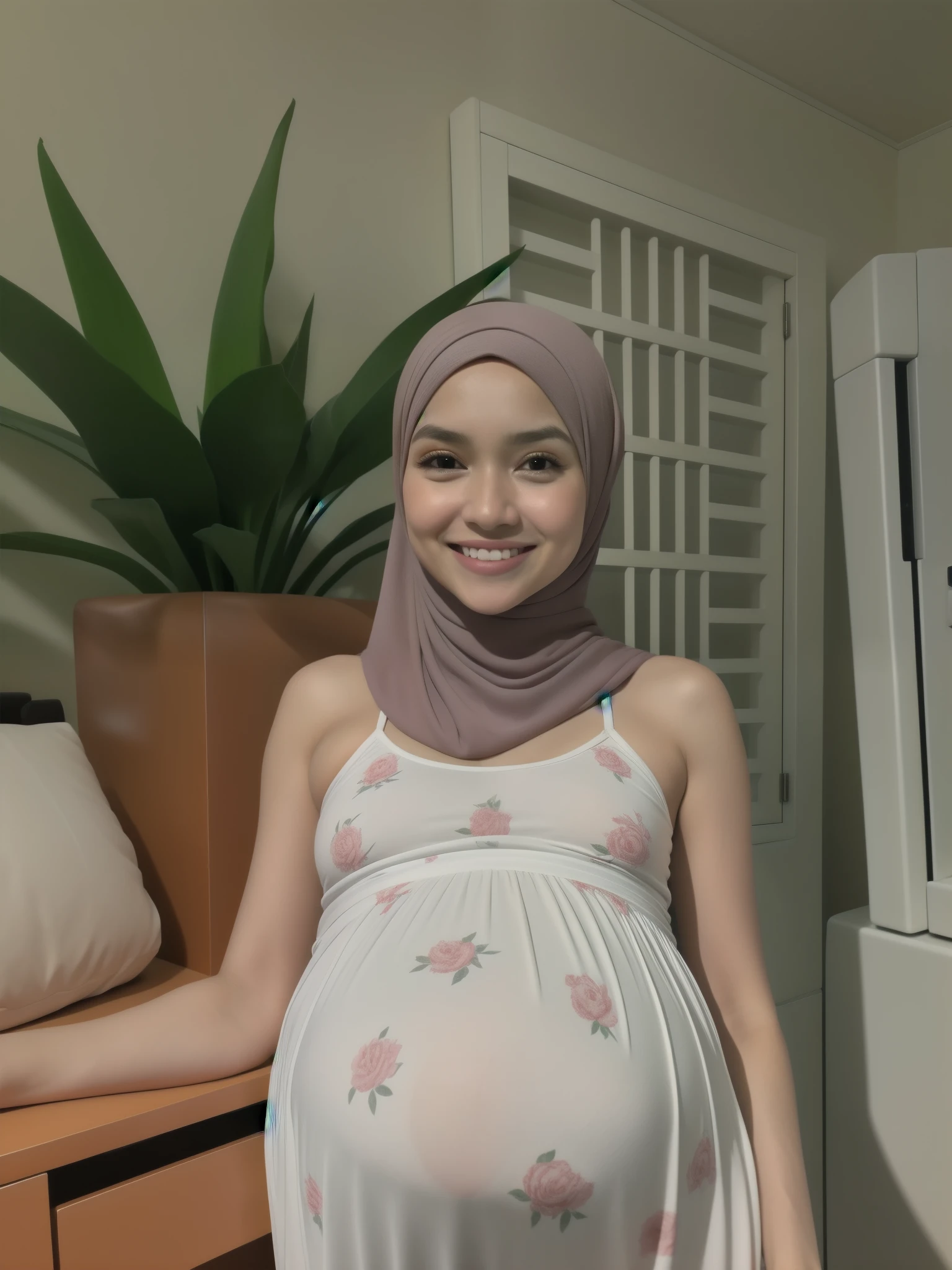 HIJAB MALAY GIRL, masutepiece, High quality, UHD 32K, Realistic face, Realistic skin feeling , A Japanese Lady, 8 , , Very cute and baby-likee, Women's Competition One-Piece Swimsuit, Sitting, itting open legs, Spread Leg, Yor, cum shots, cum on chest, (((facials))), (((Smile))), (((heavy pregnancy))), (((plump chest))),
