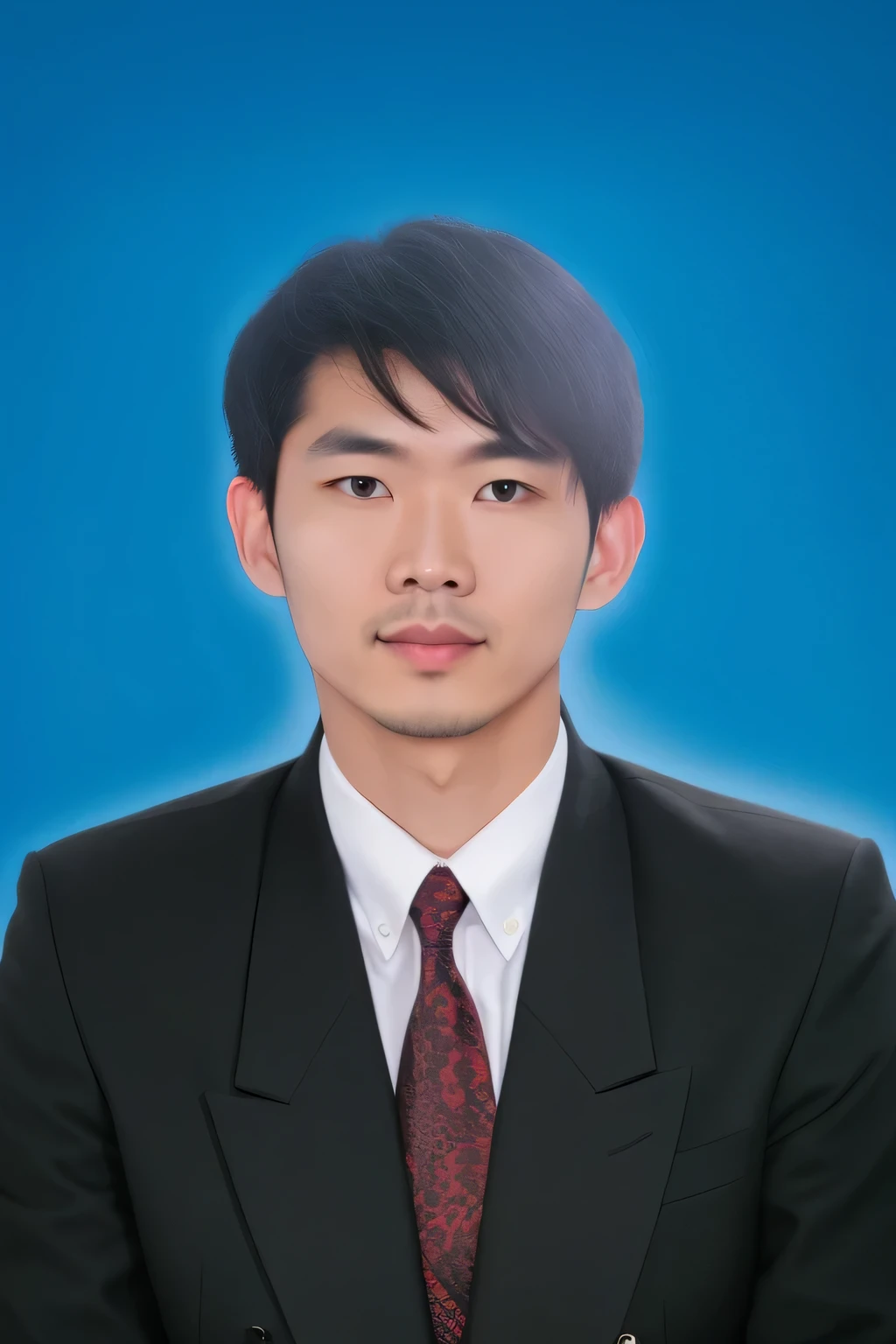 RAW photo of 30 year old man, wearing black vest, Asian, short black hair, realistic face, (photorealistic:1.4), (soft skin with high detail: 1.2), 8k uhd, dslr, lighting Soft, high quality, film grain, Fujifilm XT