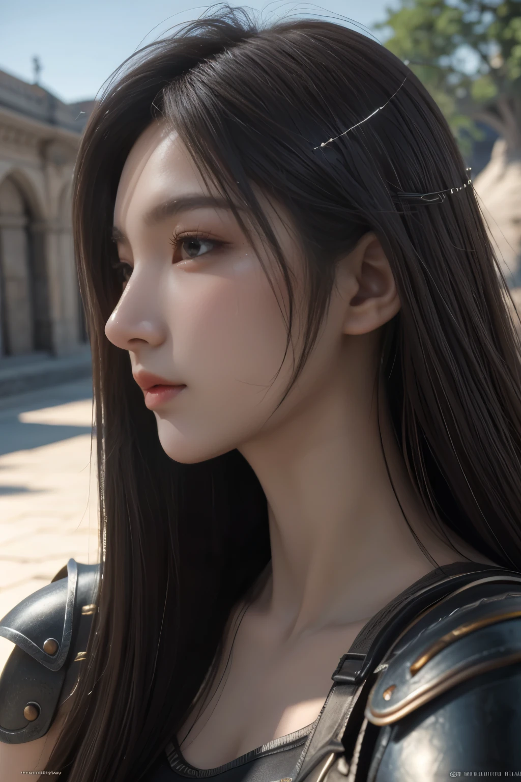 Game art，The best picture quality，Highest resolution，8K，(A bust photograph)，(Portrait)，(Head close-up)，(Rule of thirds)，Unreal Engine 5 rendering works， (The Girl of the Future)，(Female Warrior)， 
20-year-old girl，((Hunter))，An eye rich in detail，(Big breasts)，Elegant and noble，indifferent，brave，
（Medieval-style fur combat clothing，Glowing magic lines，Animal skin clothing with rich details），Medieval Lady Knight，Medieval ranger，
photo poses，simple background，Movie lights，Ray tracing，Game CG，((3D Unreal Engine))，OC rendering reflection pattern