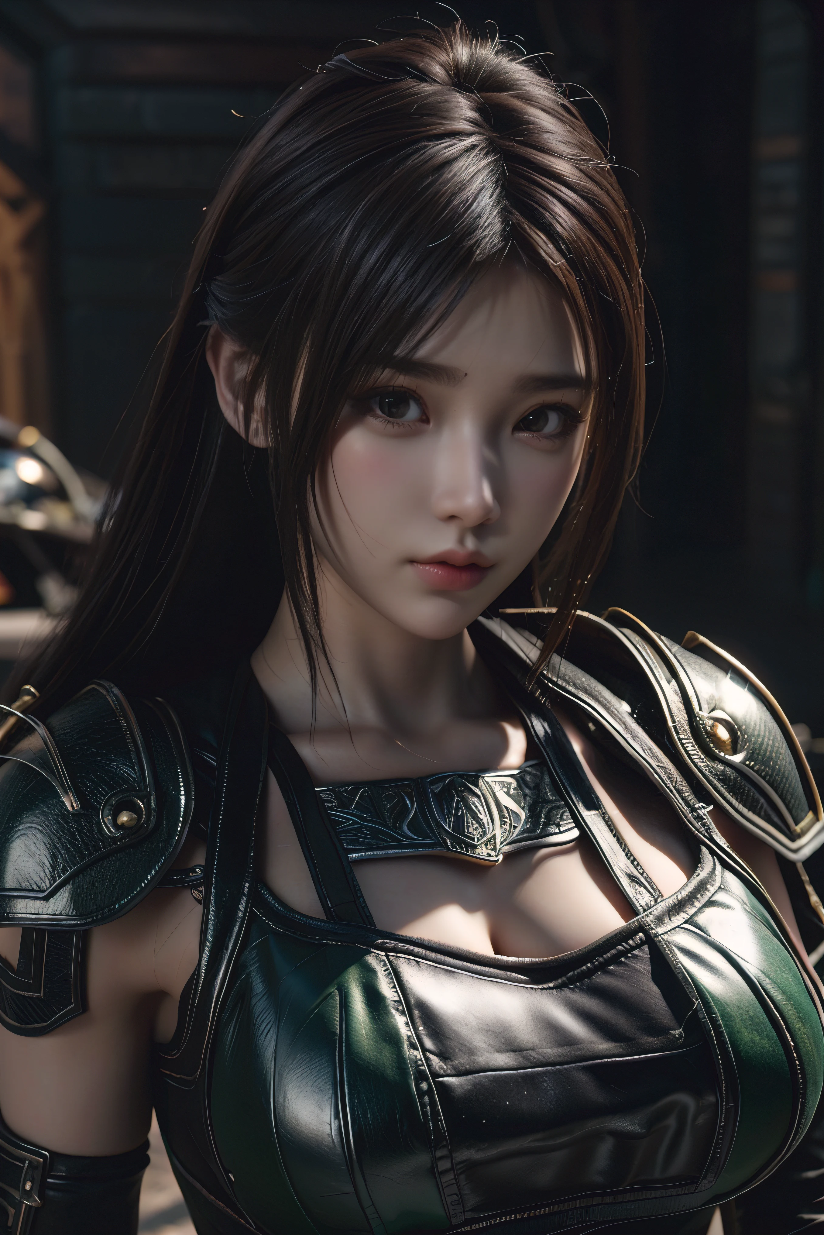 Game art，The best picture quality，Highest resolution，8K，(A bust photograph)，(Portrait)，(Head close-up)，(Rule of thirds)，Unreal Engine 5 rendering works， (The Girl of the Future)，(Female Warrior)， 
20-year-old girl，((Hunter))，An eye rich in detail，(Big breasts)，Elegant and noble，indifferent，brave，
（Medieval-style fur combat clothing，Glowing magic lines，Animal skin clothing with rich details），Medieval Lady Knight，Medieval ranger，
photo poses，simple background，Movie lights，Ray tracing，Game CG，((3D Unreal Engine))，OC rendering reflection pattern