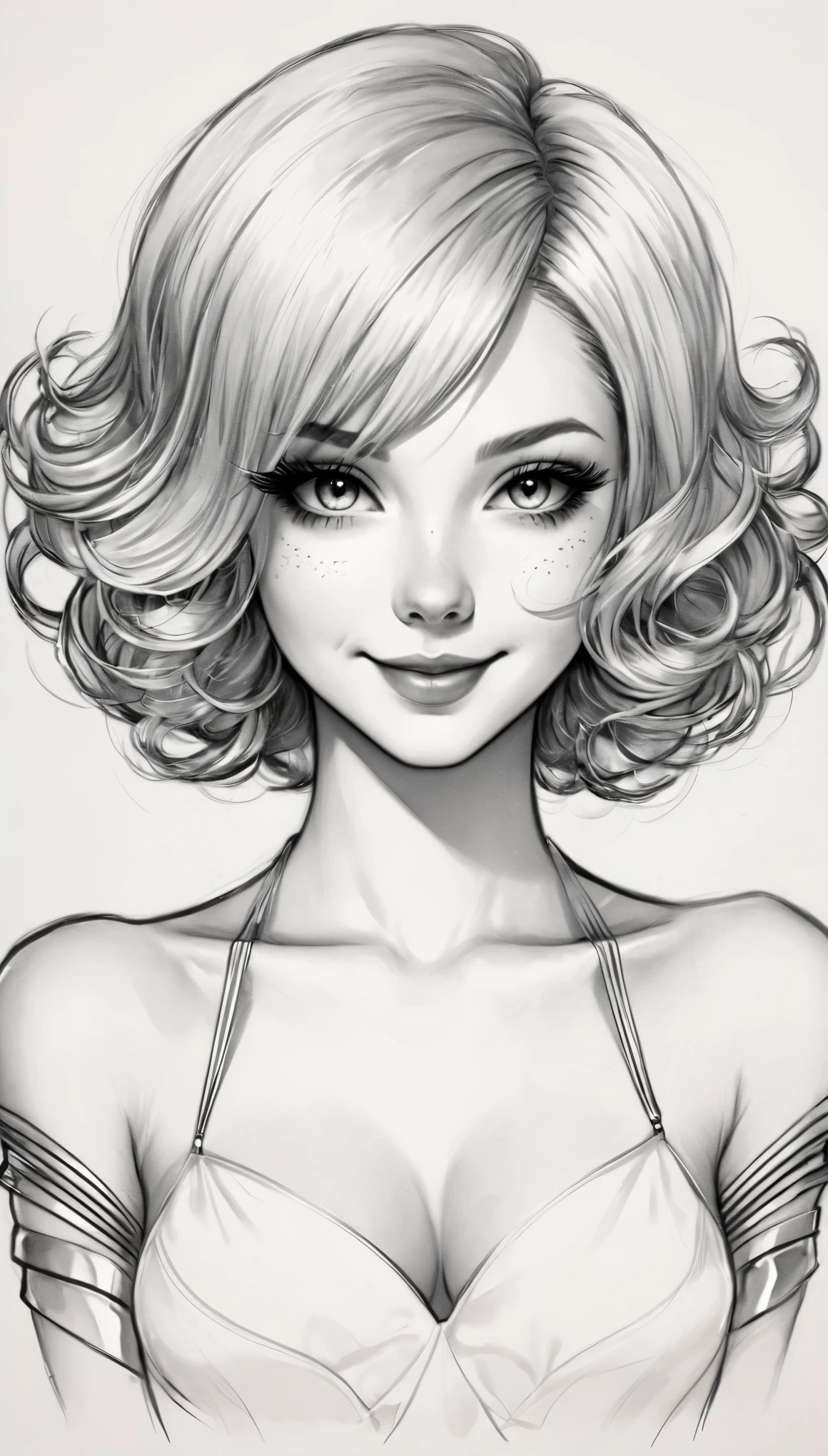 (pencil_sketch:1.2, messy lines, Grayscale, traditional media, sketch),(full body portrait:1.8)，Colored inner hair, hair intake, hairpin, There is a mole under the eye, sweetheart collar, cosmetic, Smile, Art Deco, rococo style, high detail, concept art, On Art, Chromatic aberration abuse, rounded corners, Caustics, Diffraction peaks, ultra high definition, Super details, high details, high quality, High resolution, 16K