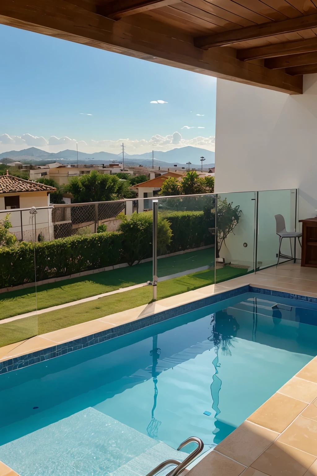conjunto de mansiones con piscina vistas desde el cielo