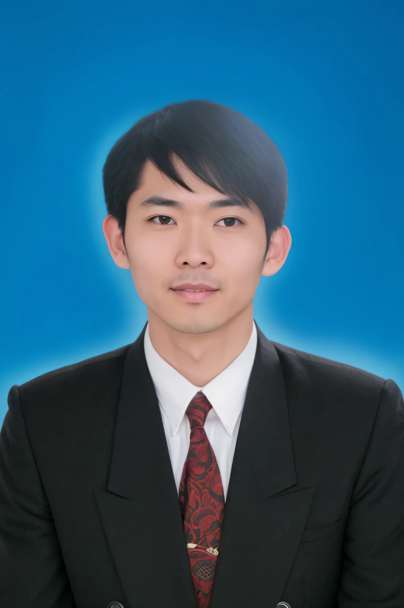 RAW photo of 30 year old man, wearing black vest, Asian, short black hair, realistic face, (photorealistic:1.4), (soft skin with high detail: 1.2), 8k uhd, dslr, lighting Soft, high quality, film grain, Fujifilm XT