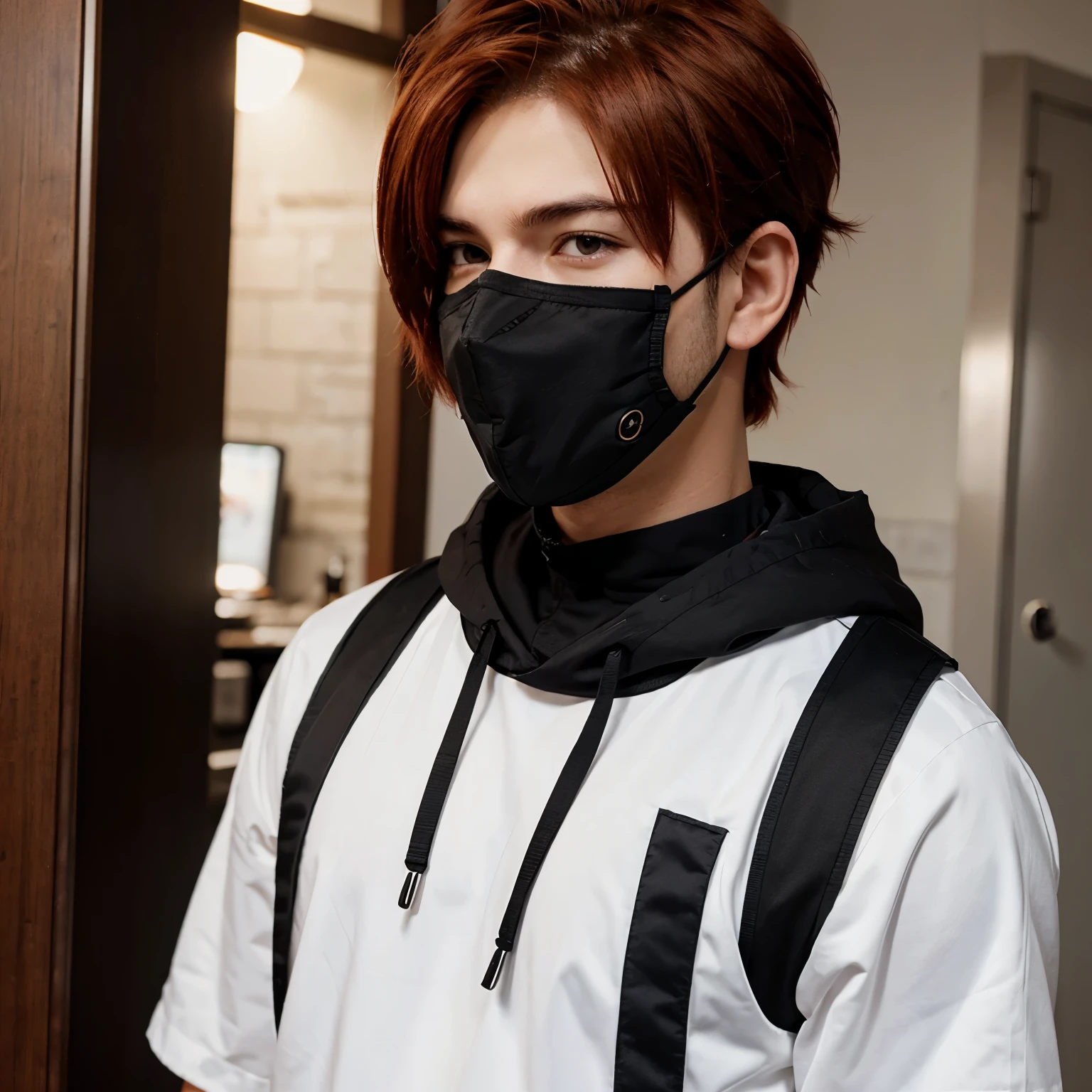 Male anime character with mask and short reddish hair