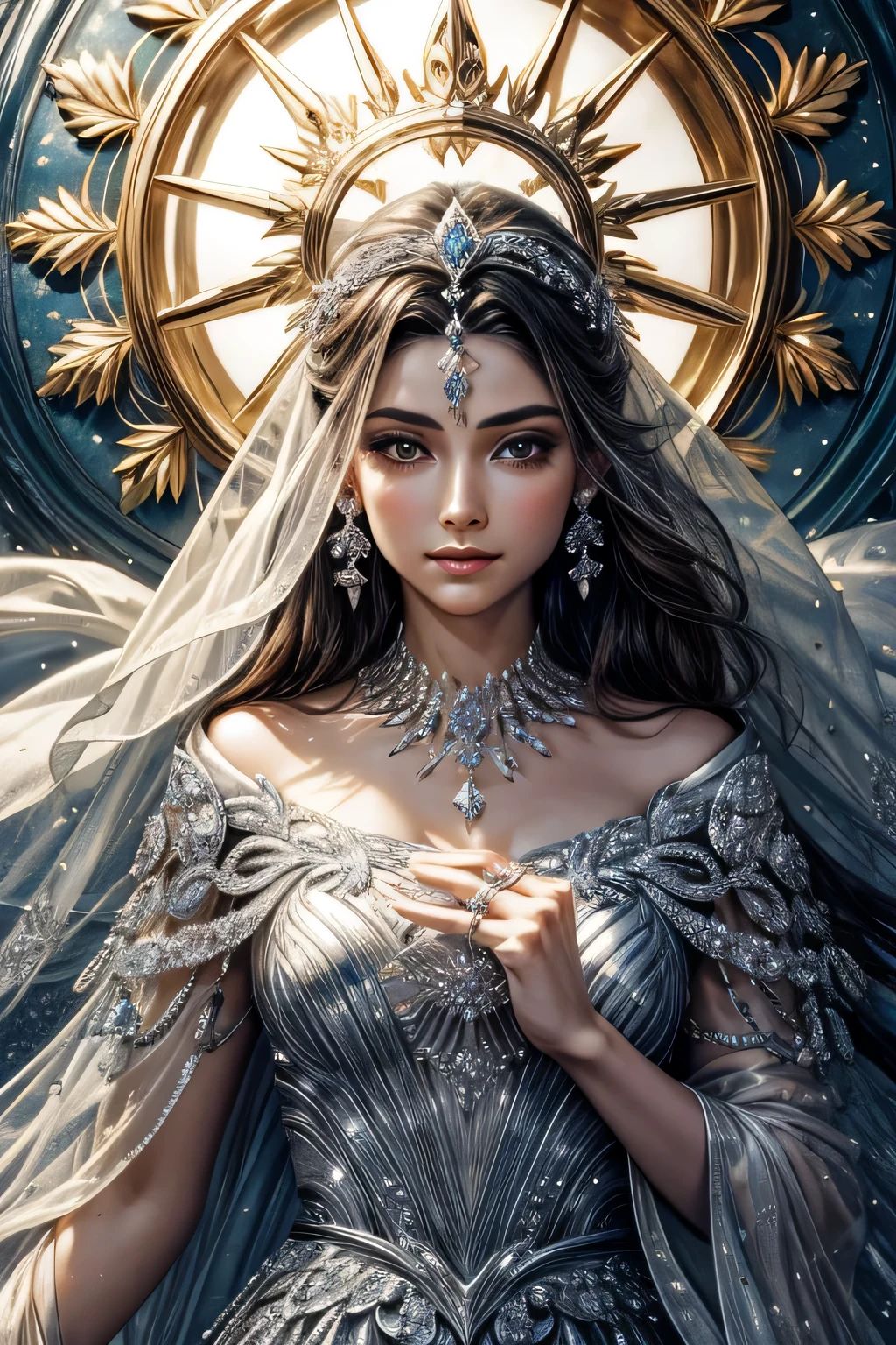 um close up de um anel de ouro com um centro de diamante, majestosa obra-prima, magic ring with a diamond, Centered thin-ring iris, master part, halo de ornamento intrincado, ouro dourado e diamantes, obra-prima detalhes finos, Elden Estilo Anel, deslumbrante, ouro nobre, obra-prima obra de arte, obra-prima', Elden Ring inspirado, cintilante, ornamentado com diamantes brancos