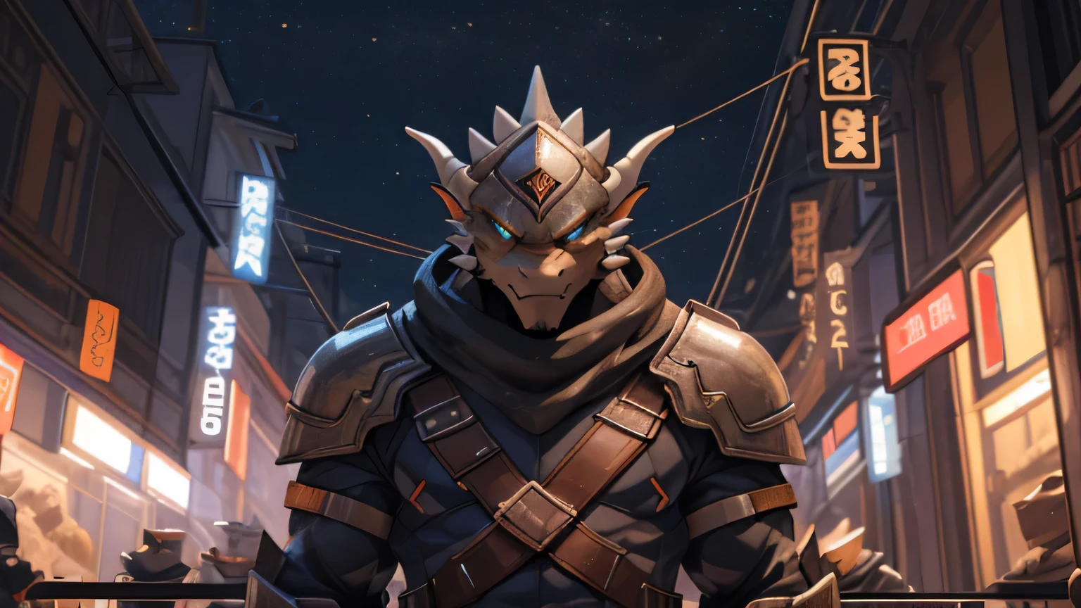 There is a dragonborn, wearing a futuristic cybernetic knight armor, sci-fi, futeure, cyberpunk, angry dragon, war background, bokeh, full body shot, 8K, ultra-detailed, masterpiece, best quality, detailed, highly detailed, sharp focus, detailed face, face focus focus,